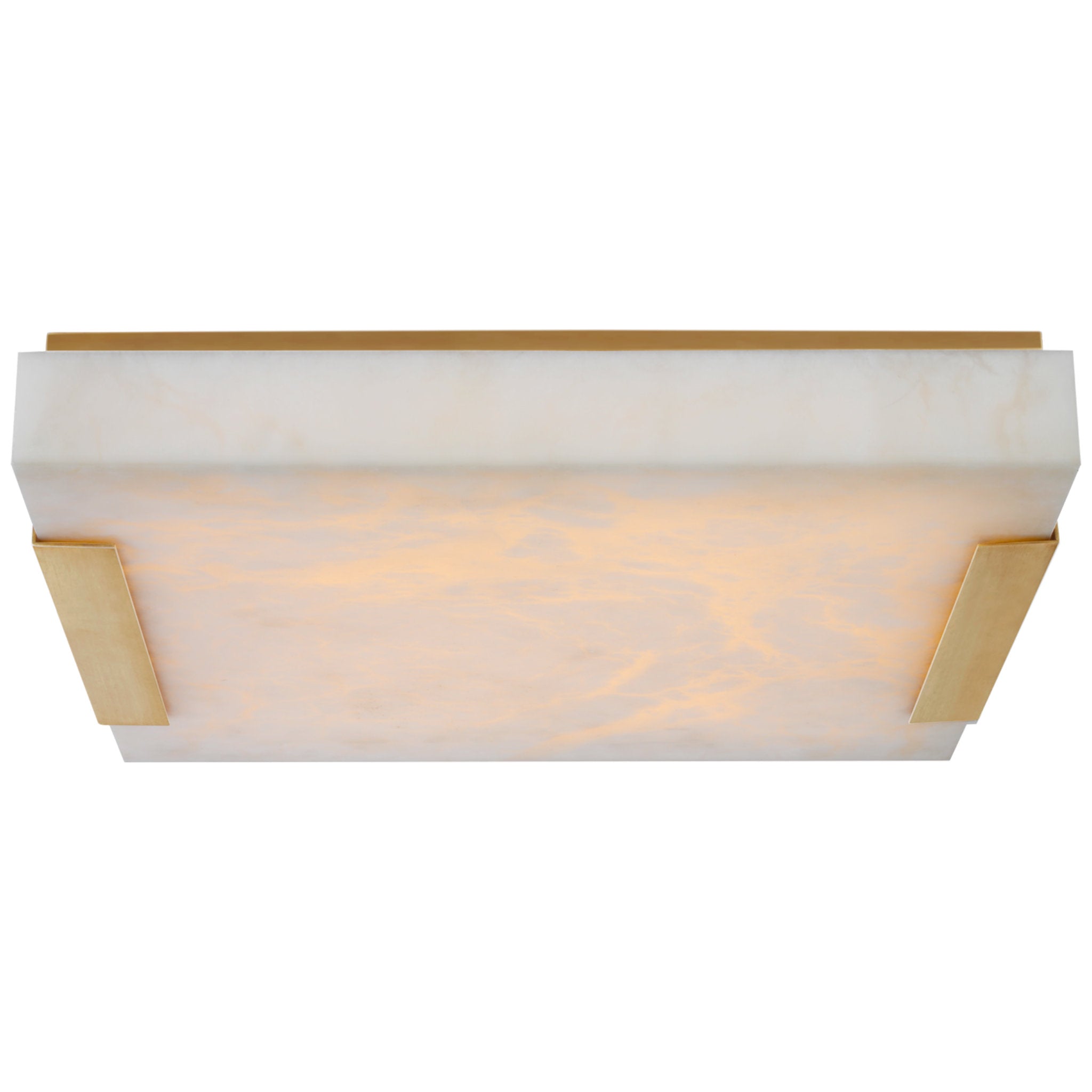 Kelly Wearstler Covet Large Flush Mount in Antique-Burnished Brass with Alabaster Ceiling Light W18.25" x H3"