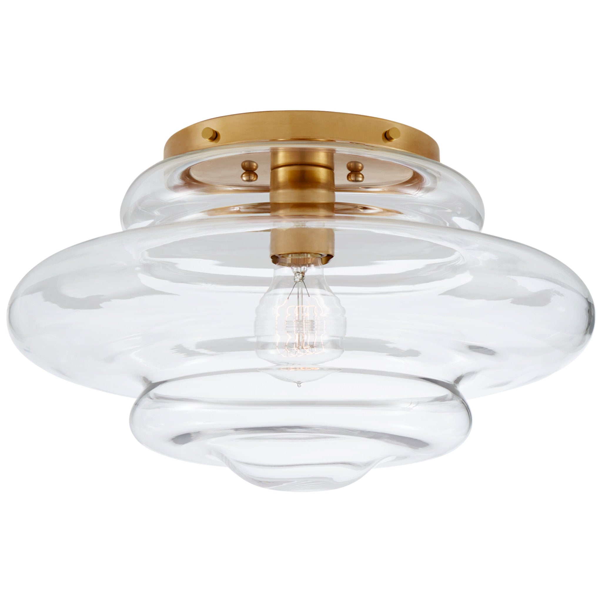 Kelly Wearstler Tableau Medium Flush Mount in Antique-Burnished Brass with Clear Glass Ceiling Light W15" x H8.75"