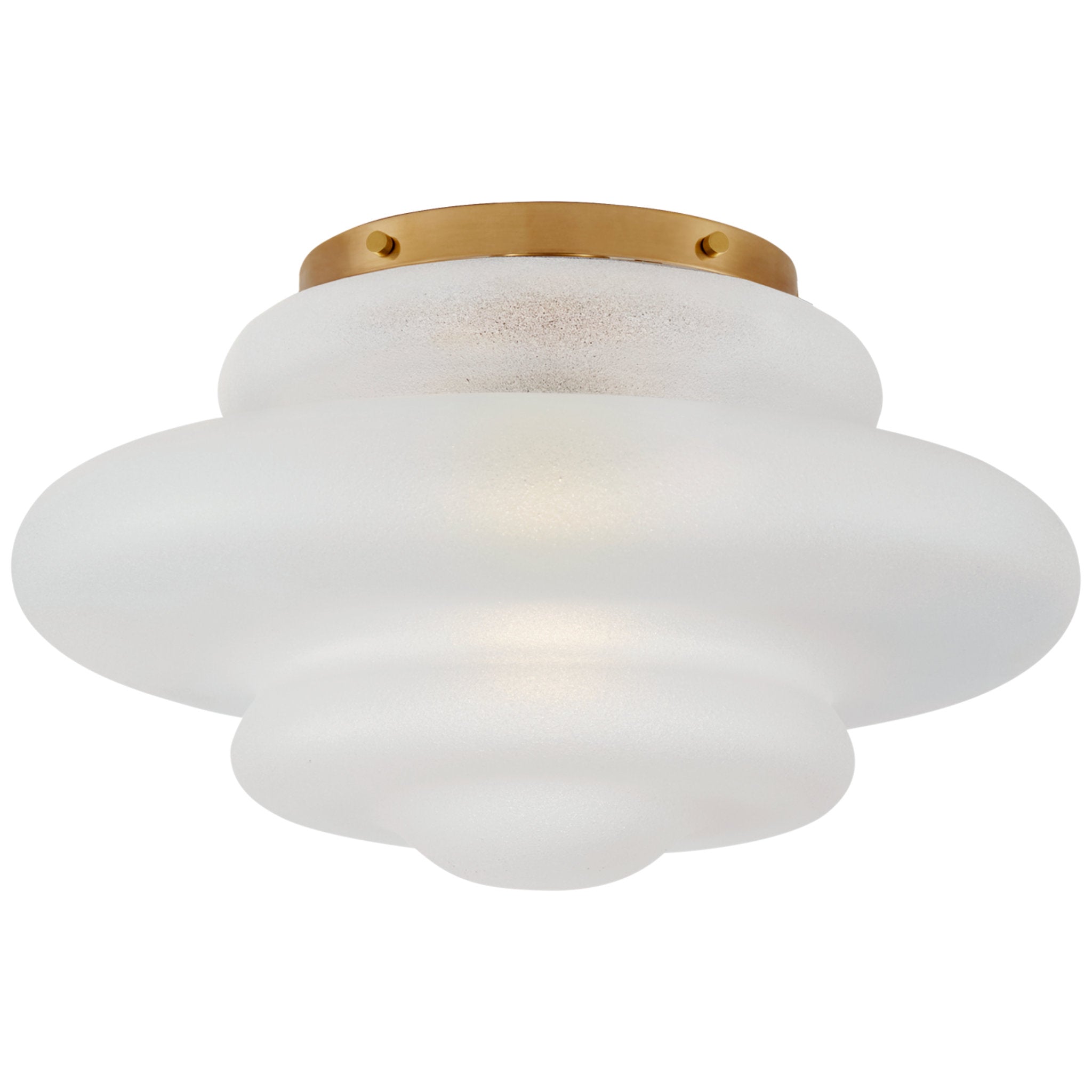 Kelly Wearstler Tableau Medium Flush Mount in Antique-Burnished Brass with Volcanic Glass Ceiling Light W15" x H8.75"
