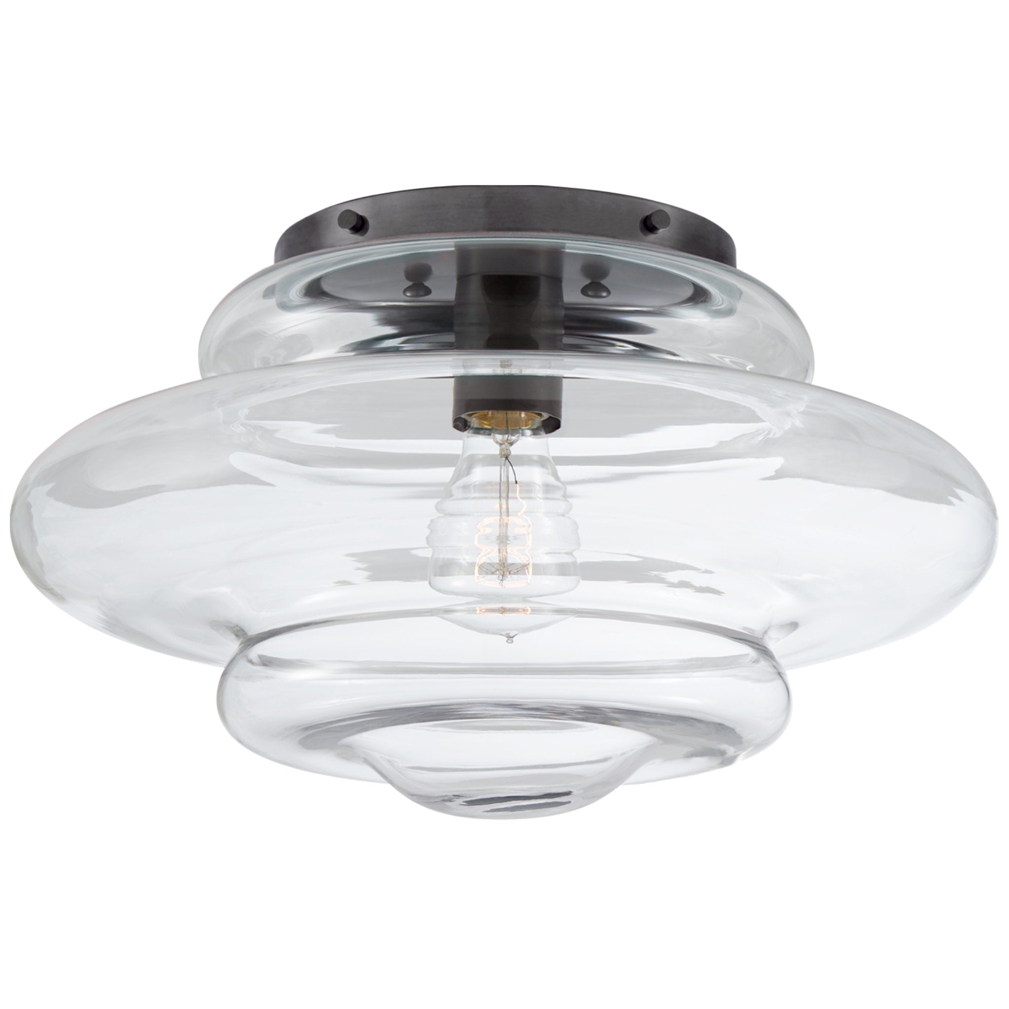 Kelly Wearstler Tableau Medium Flush Mount in Bronze with Clear Glass Ceiling Light W15" x H8.75"