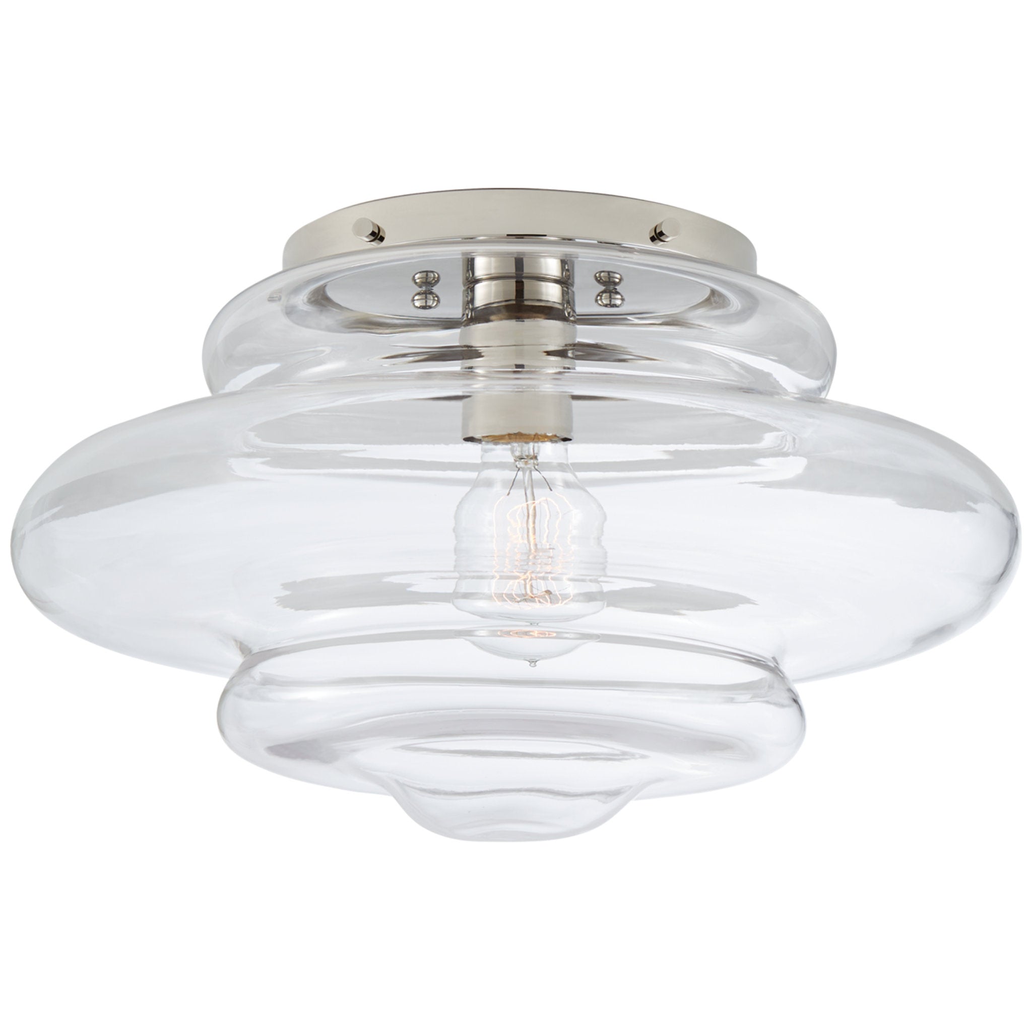 Kelly Wearstler Tableau Medium Flush Mount in Polished Nickel with Clear Glass Ceiling Light W15" x H8.75"