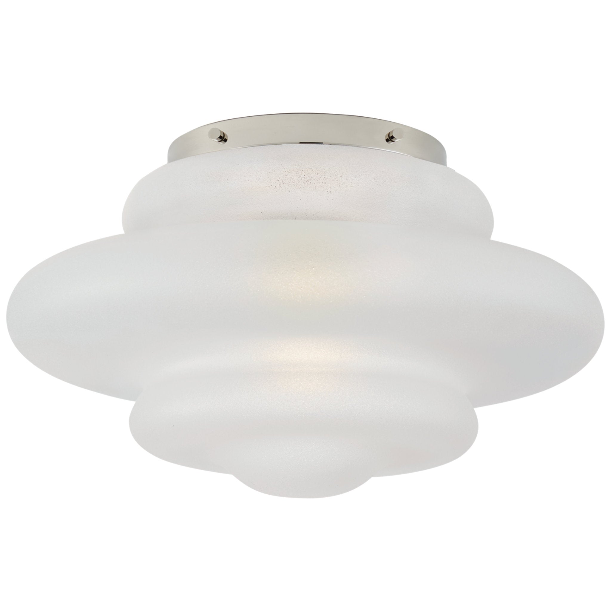 Kelly Wearstler Tableau Medium Flush Mount in Polished Nickel with Volcanic Glass Ceiling Light W15" x H8.75"