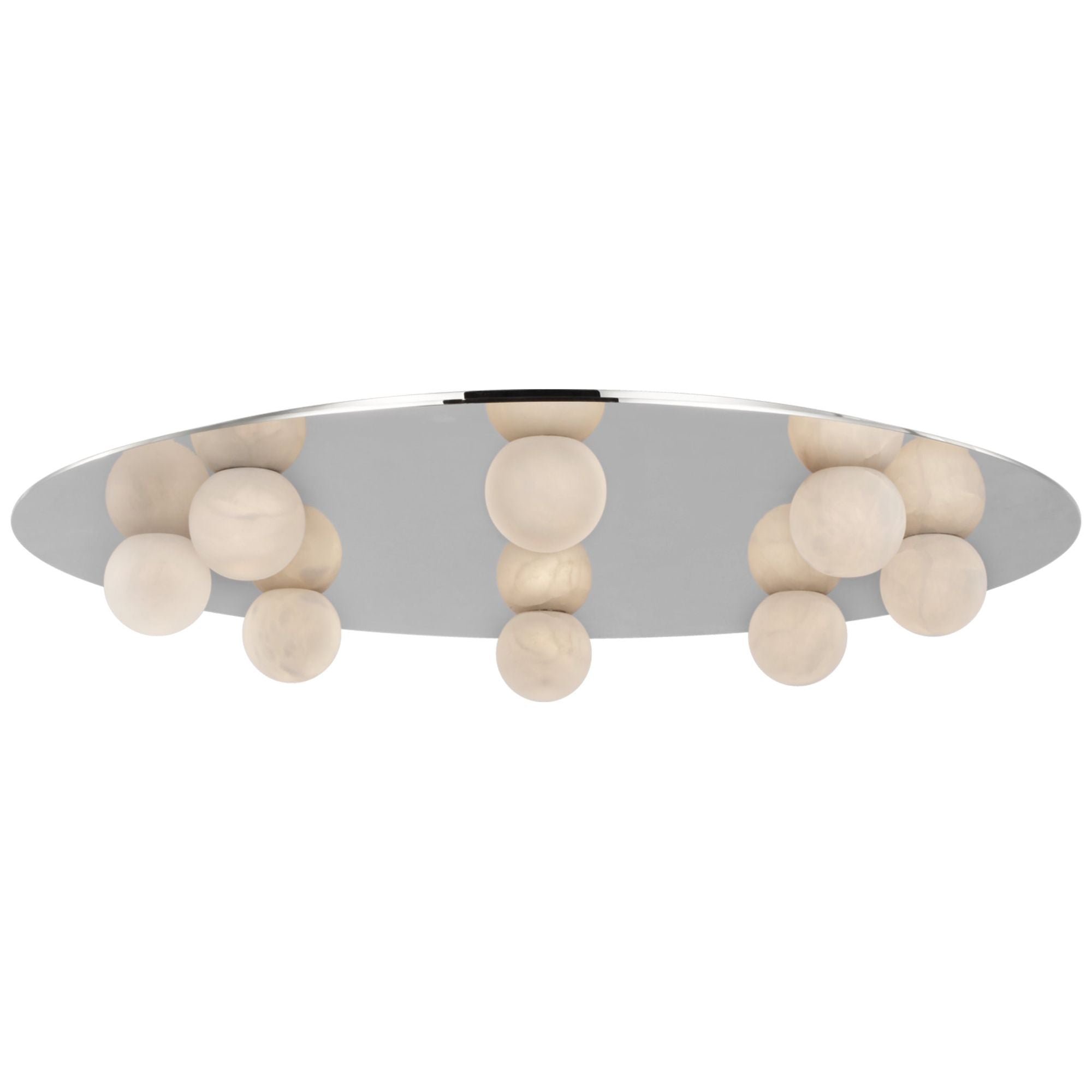 Kelly Wearstler Pertica 30" Eight Light Flush Mount in Polished Nickel with Alabaster Ceiling Light W30" x H3.75"