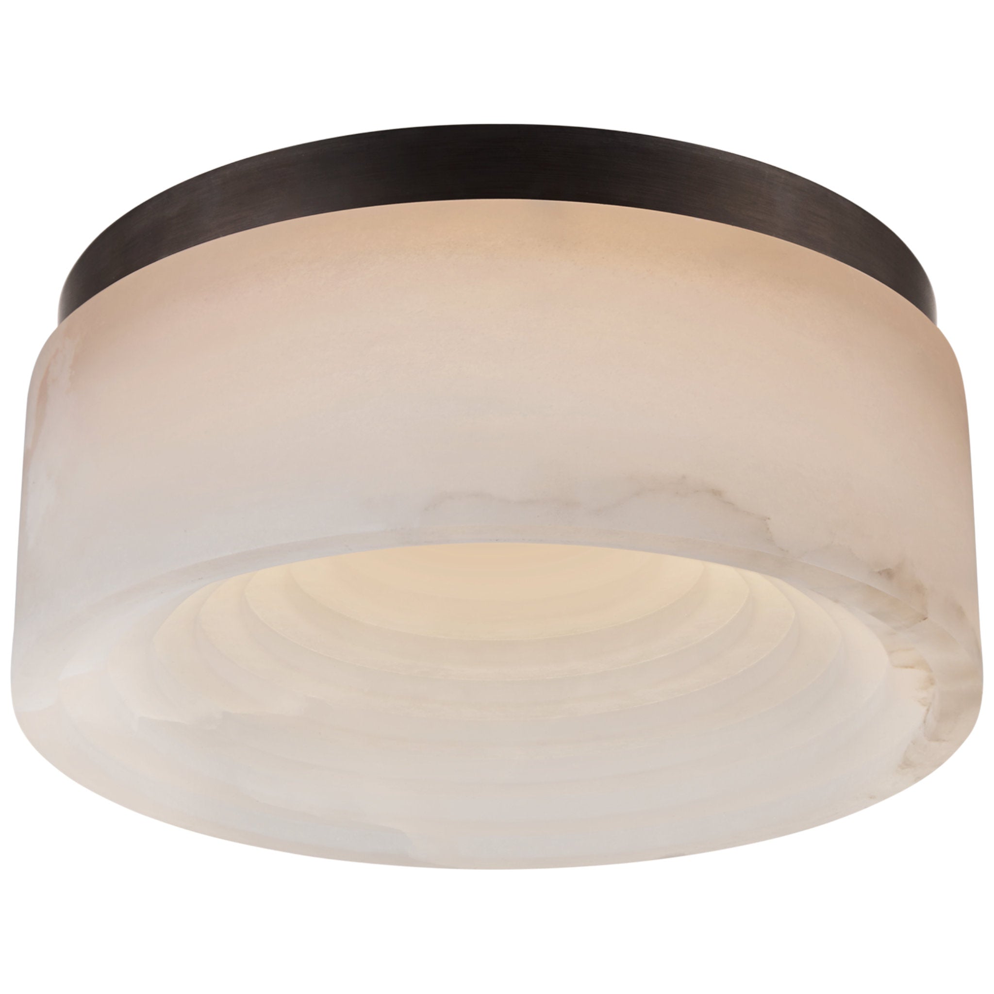 Kelly Wearstler Otto Small Flush Mount in Bronze with Alabaster Ceiling Light W8" x H3.5"