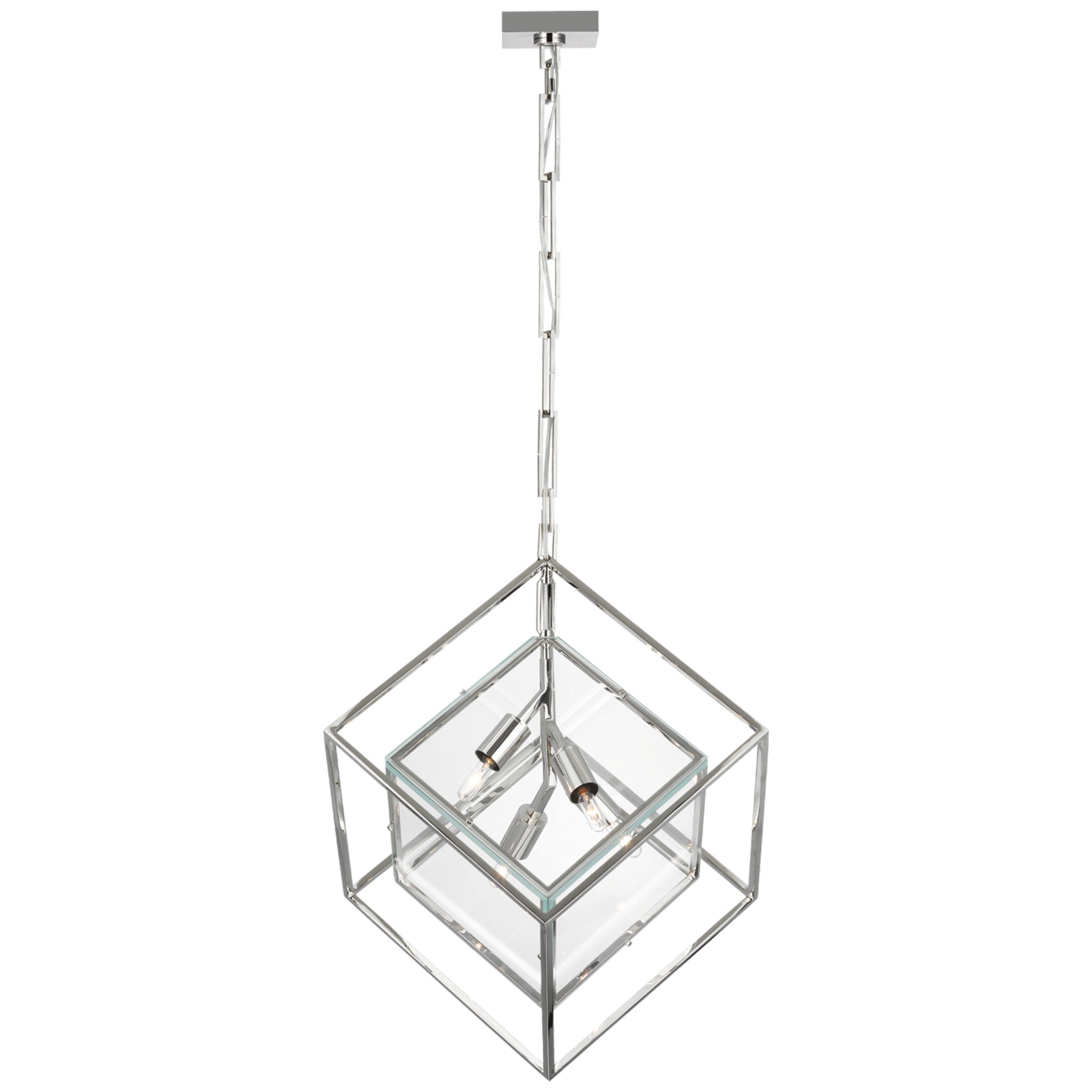 Kelly Wearstler Cubed Large Pendant in Polished Nickel with Clear Glass Ceiling Light W20" x H26"