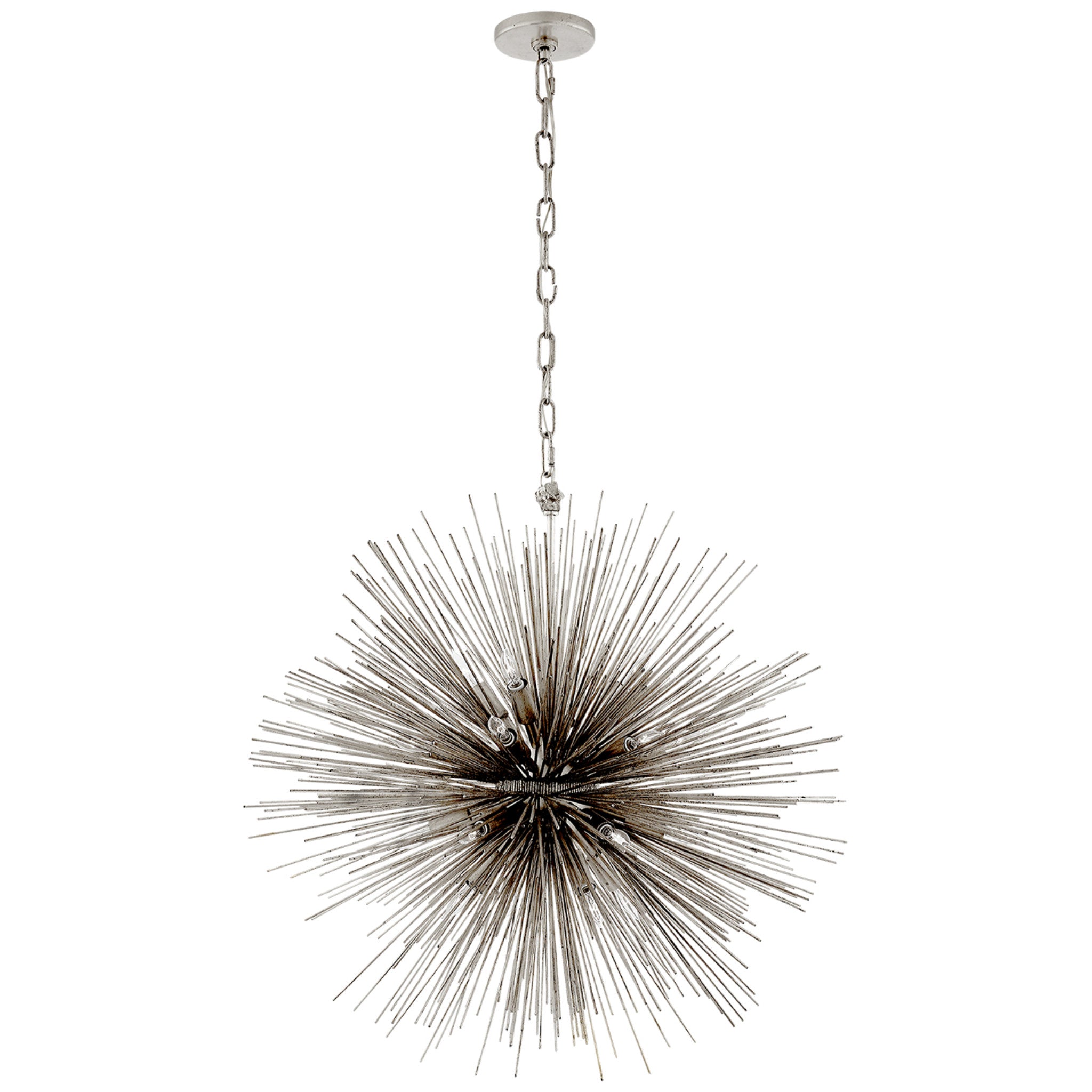 Kelly Wearstler Strada Medium Round Chandelier in Burnished Silver Leaf Ceiling Light W28"