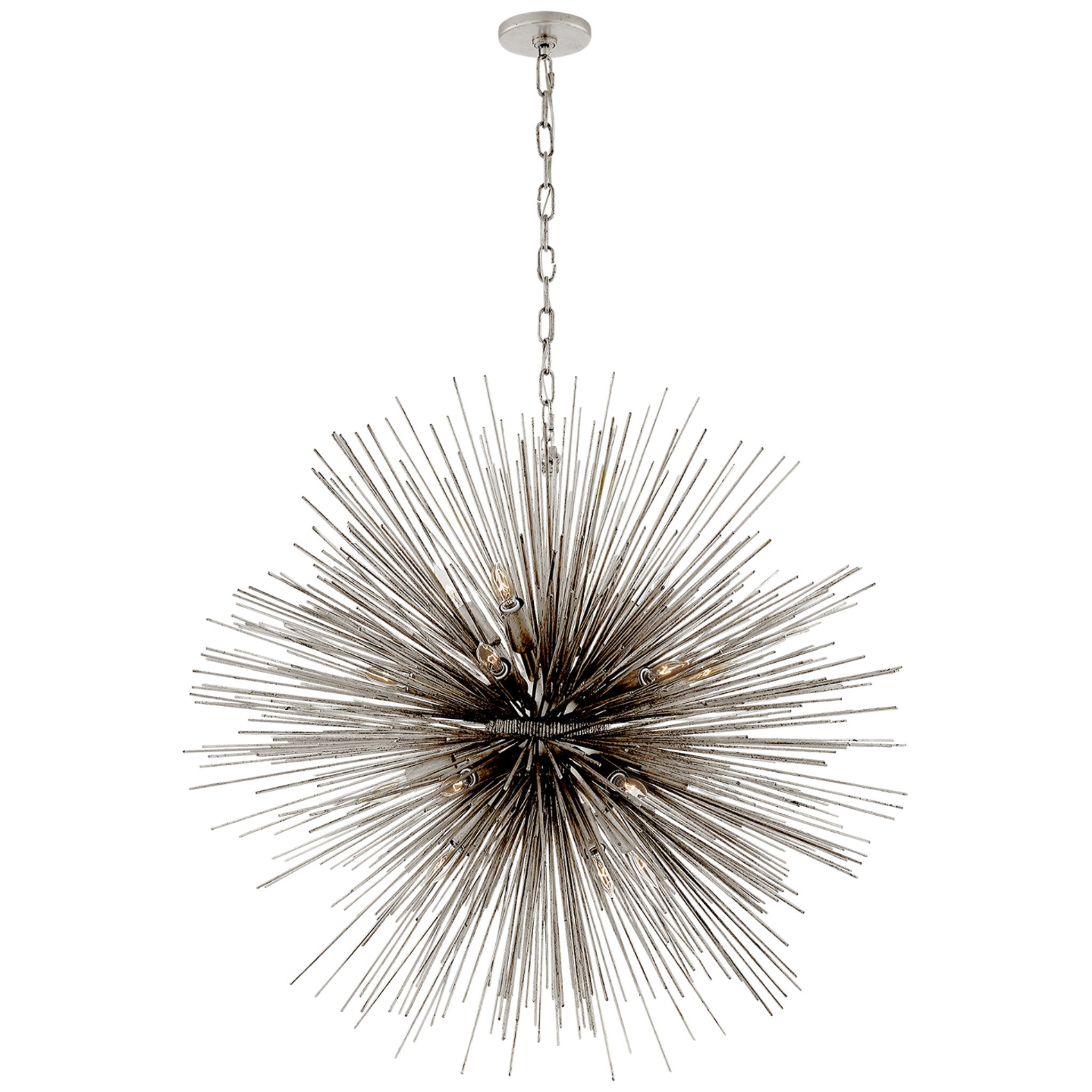 Kelly Wearstler Strada Large Round Chandelier in Burnished Silver Leaf Ceiling Light W40.25" x H40.75"