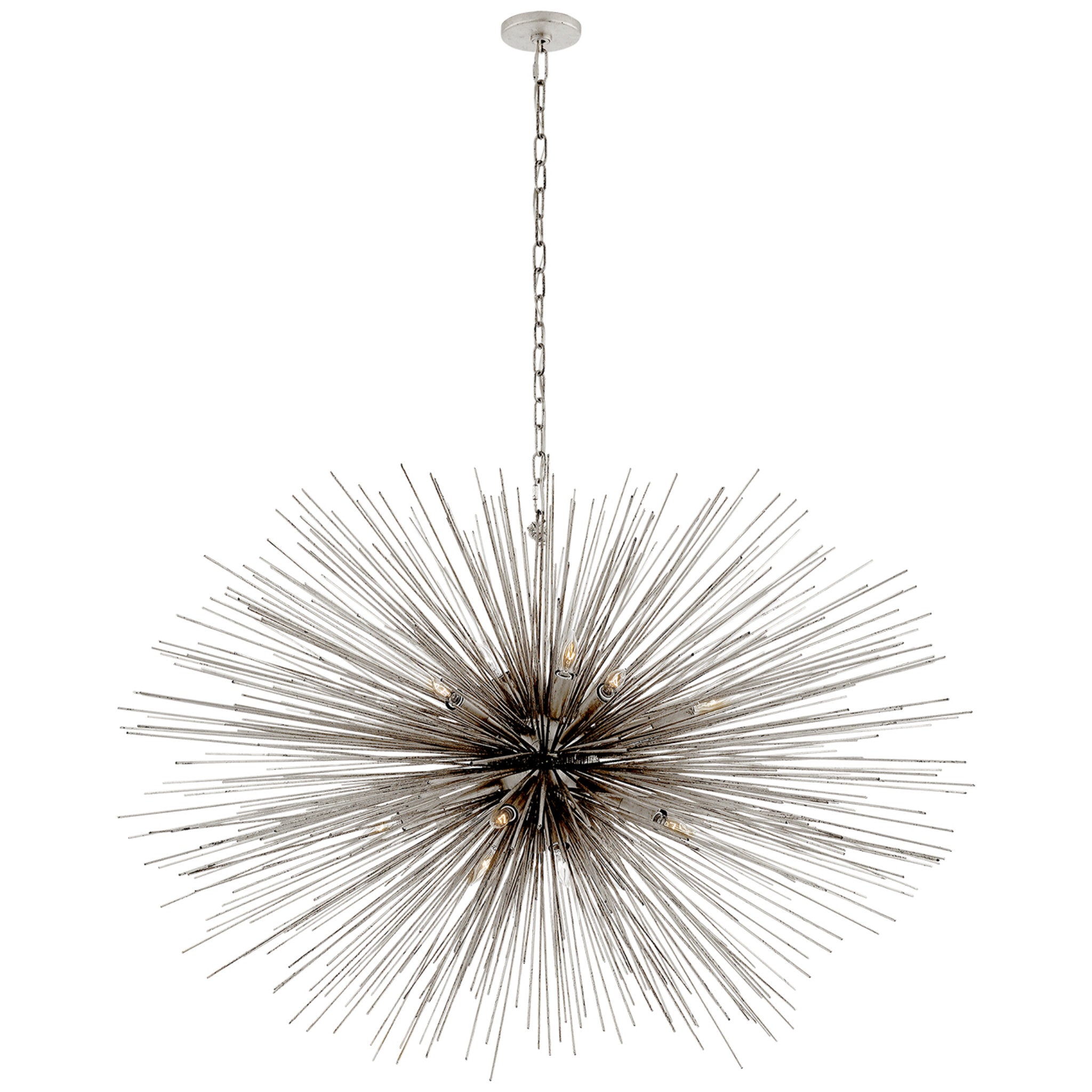 Kelly Wearstler Strada Large Oval Chandelier in Burnished Silver Leaf Ceiling Light W50" x H36"