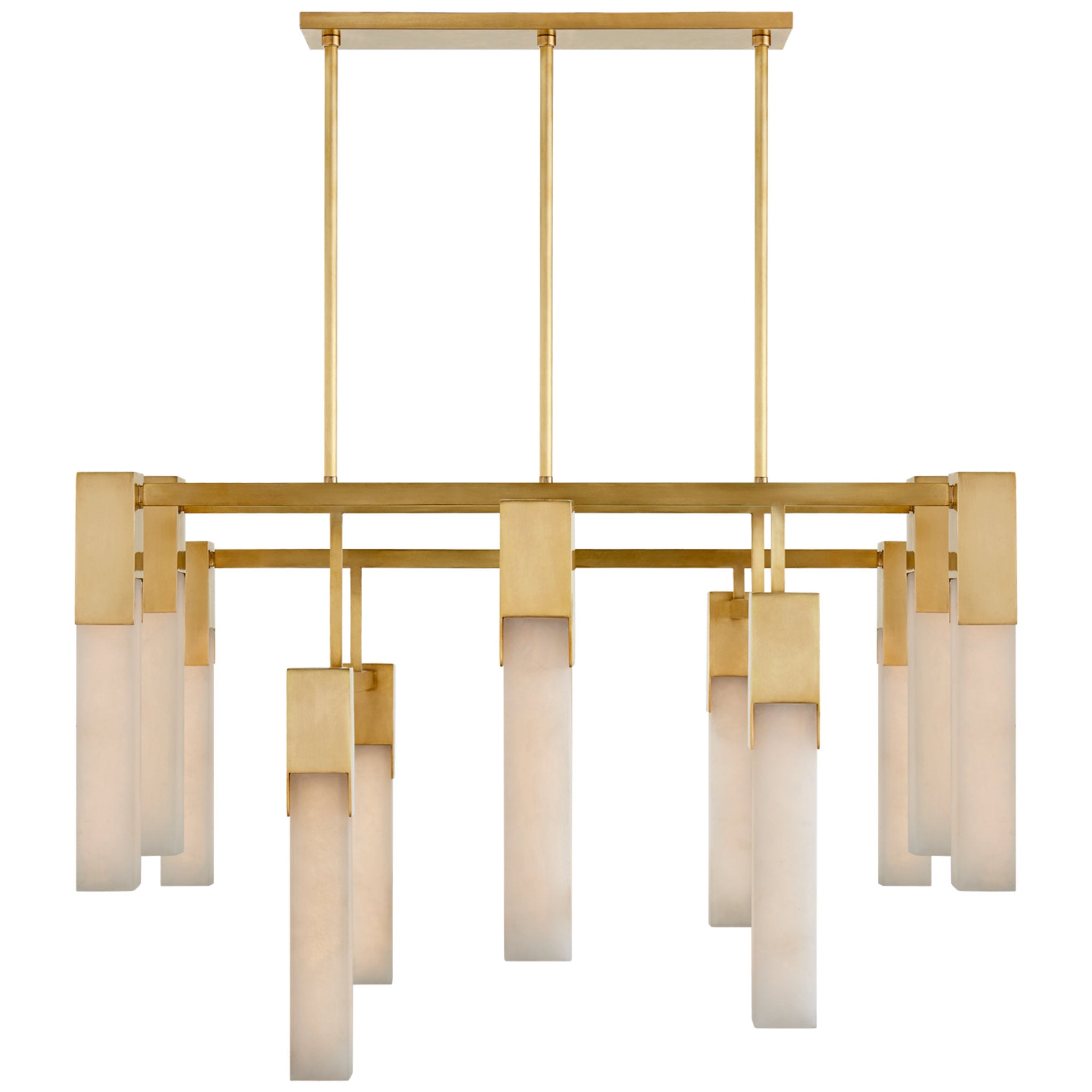 Kelly Wearstler Covet Large Chandelier in Antique-Burnished Brass with Alabaster Ceiling Light W31.25"