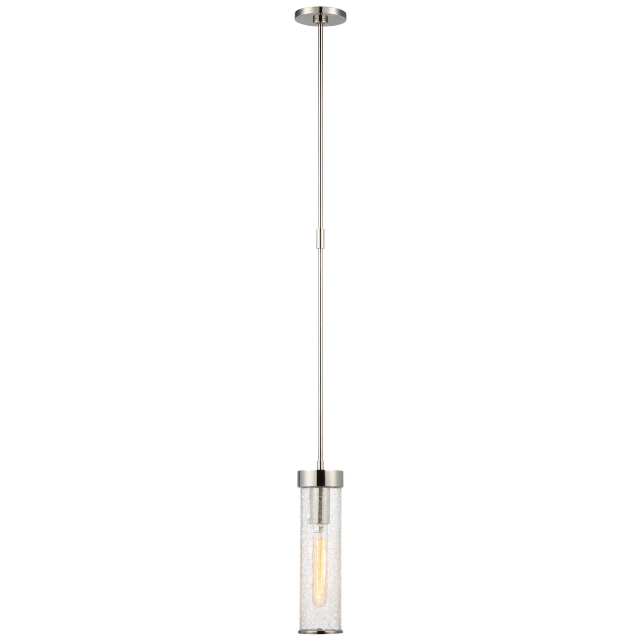 Kelly Wearstler Liaison Short Pendant in Polished Nickel with Crackle Glass Ceiling Light W3.5"
