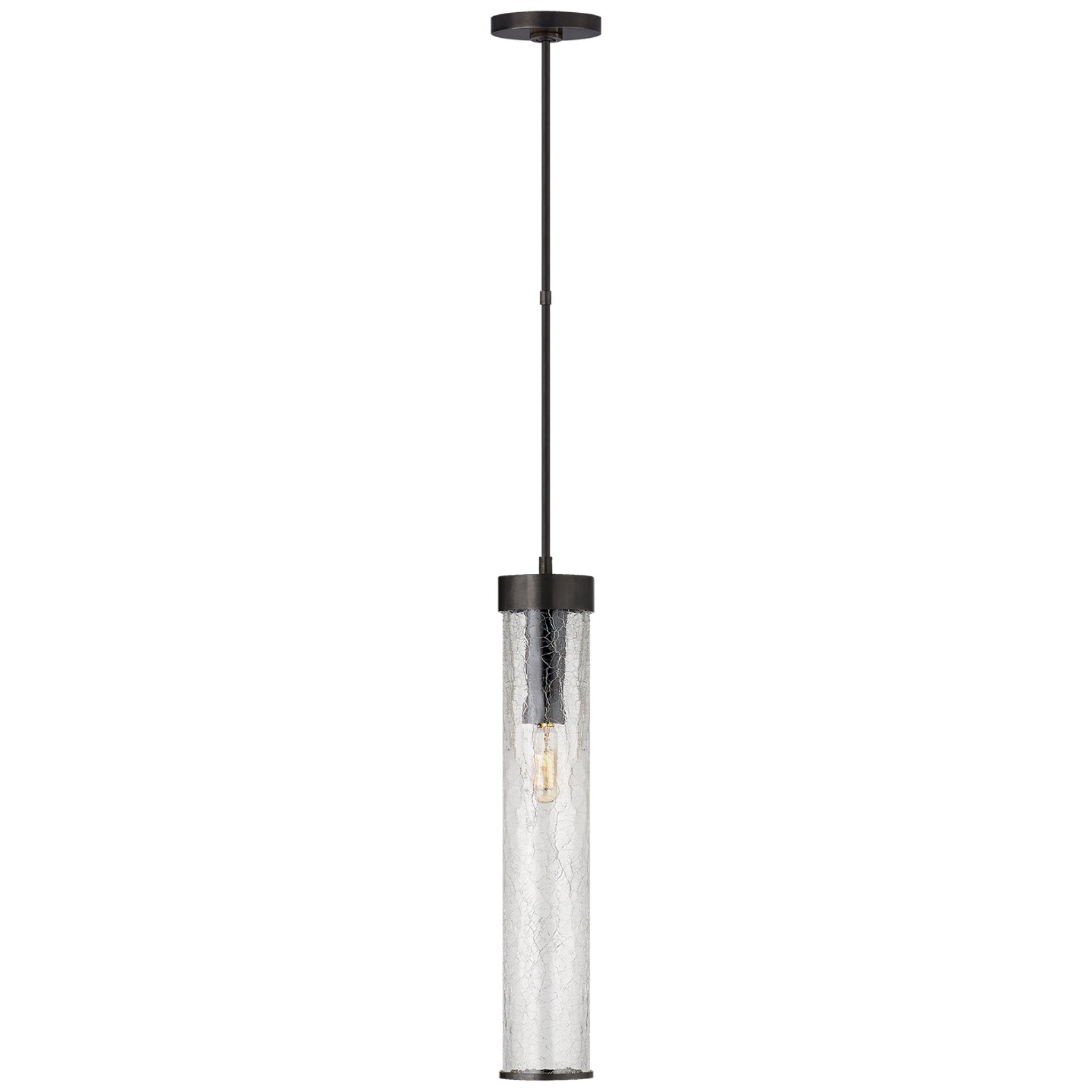 Kelly Wearstler Liaison Long Pendant in Bronze with Crackle Glass Ceiling Light W3.5"