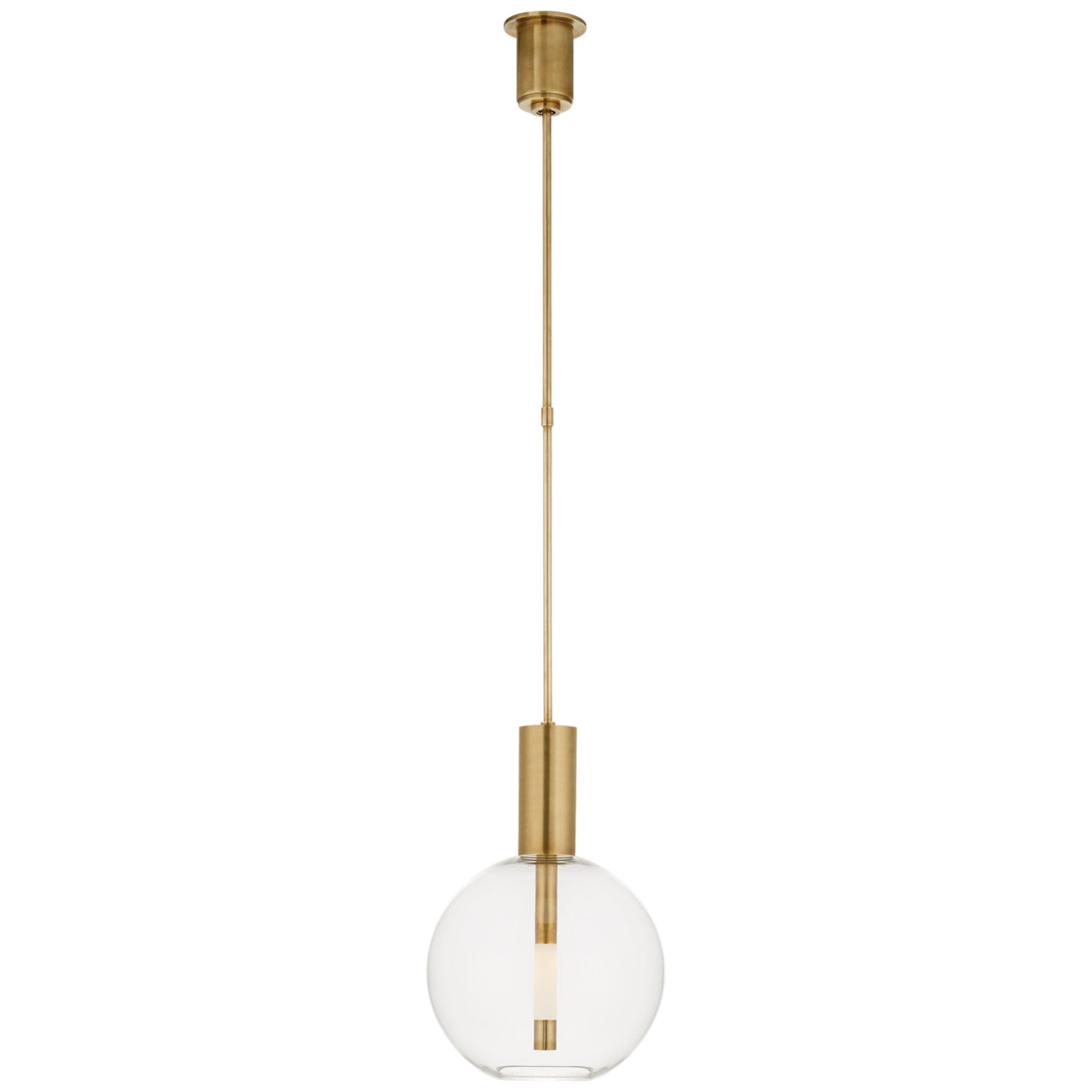 Kelly Wearstler Nye Globe Pendant in Antique-Burnished Brass with Clear Glass Ceiling Light W13"