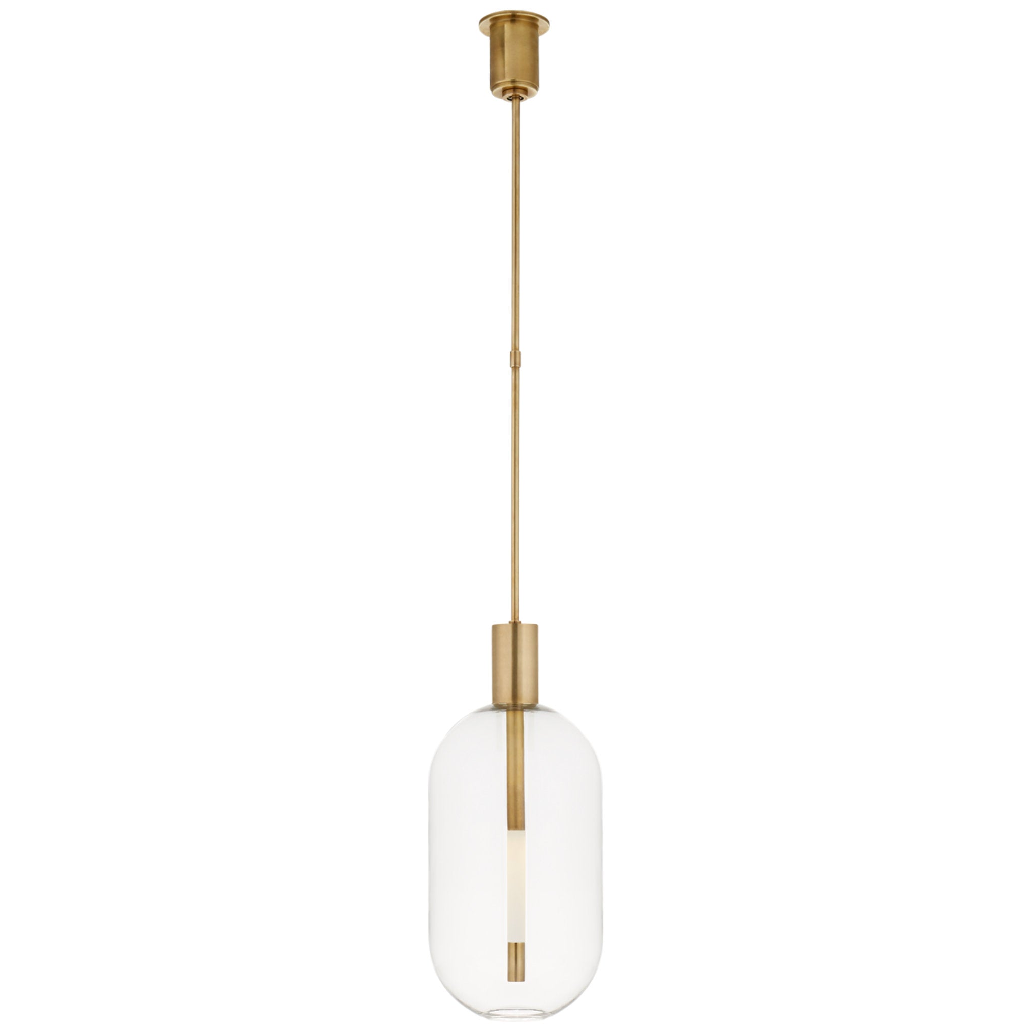 Kelly Wearstler Nye Tall Pendant in Antique-Burnished Brass with Clear Glass Ceiling Light W11"