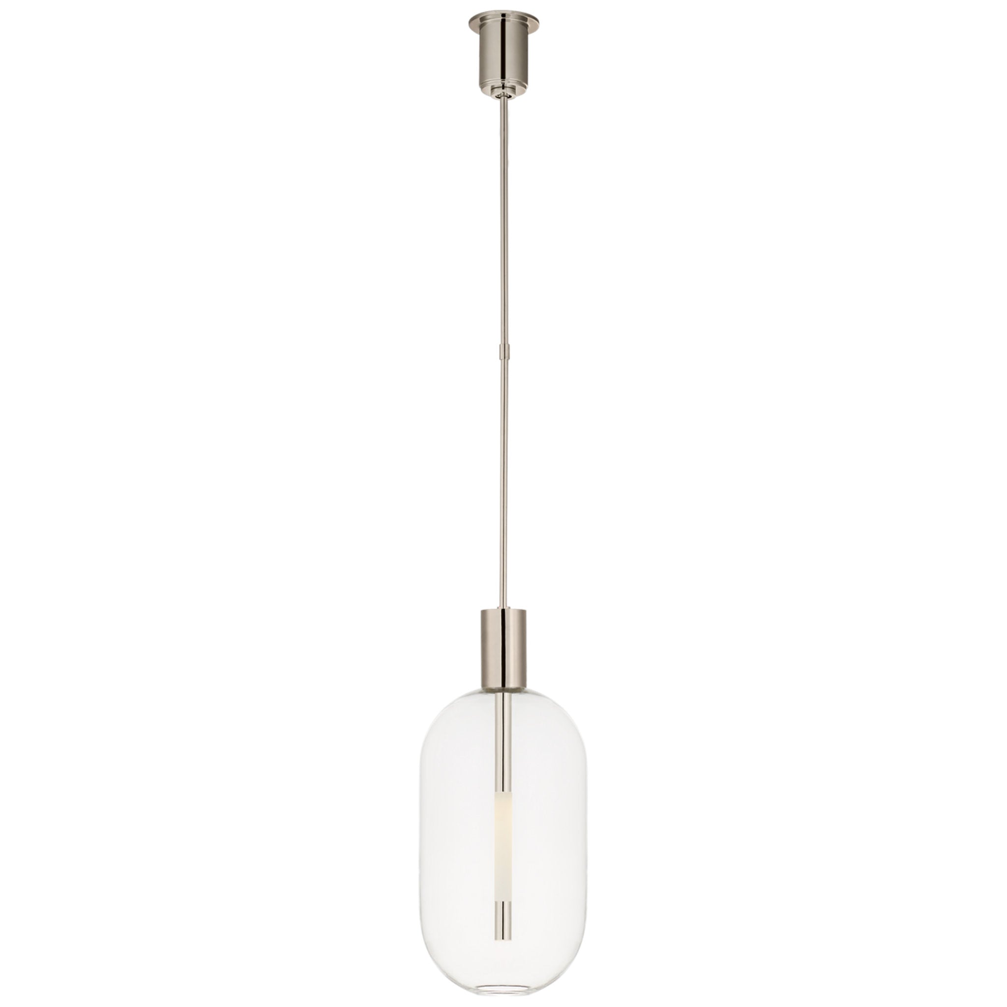 Kelly Wearstler Nye Tall Pendant in Polished Nickel with Clear Glass Ceiling Light W11"