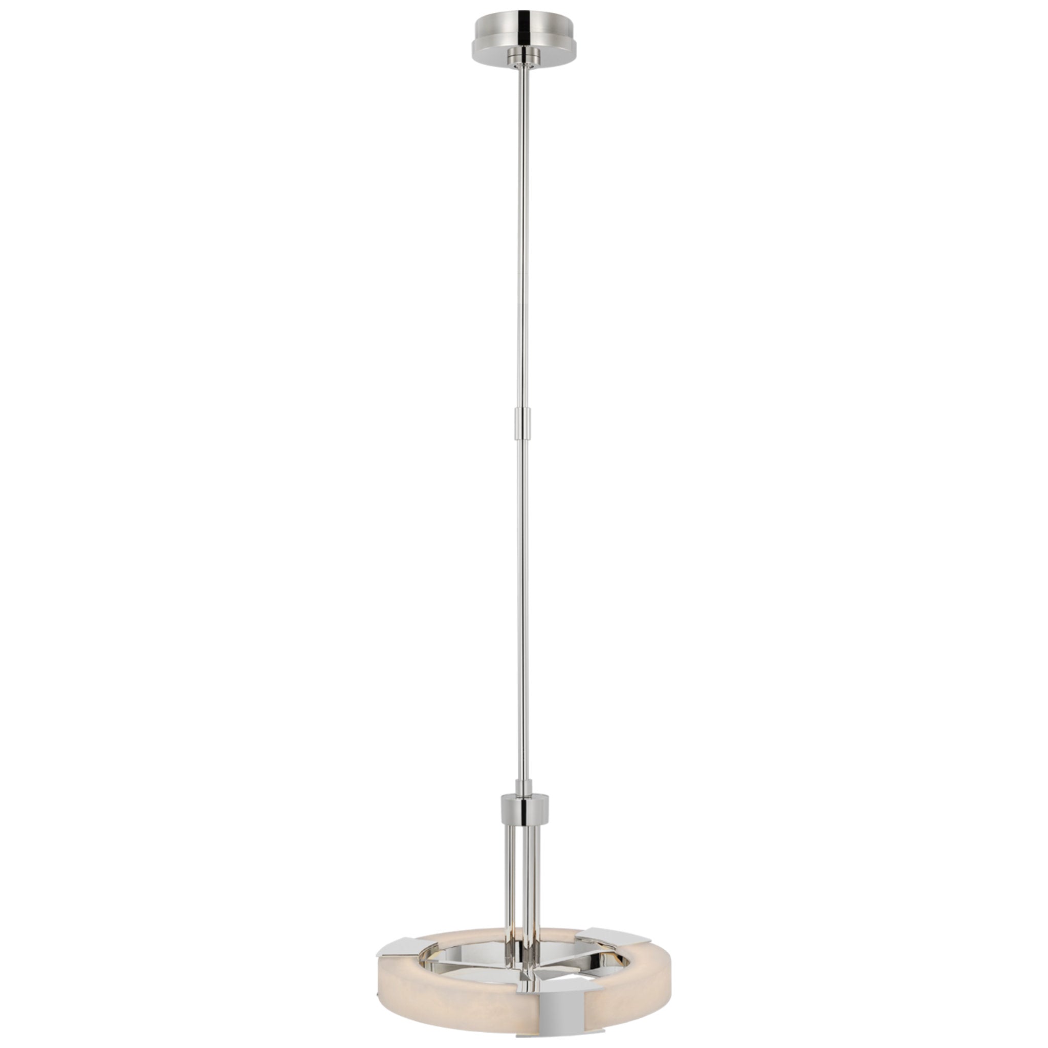 Kelly Wearstler Covet Small Ring Pendant in Polished Nickel and Alabaster Ceiling Light W13.75"