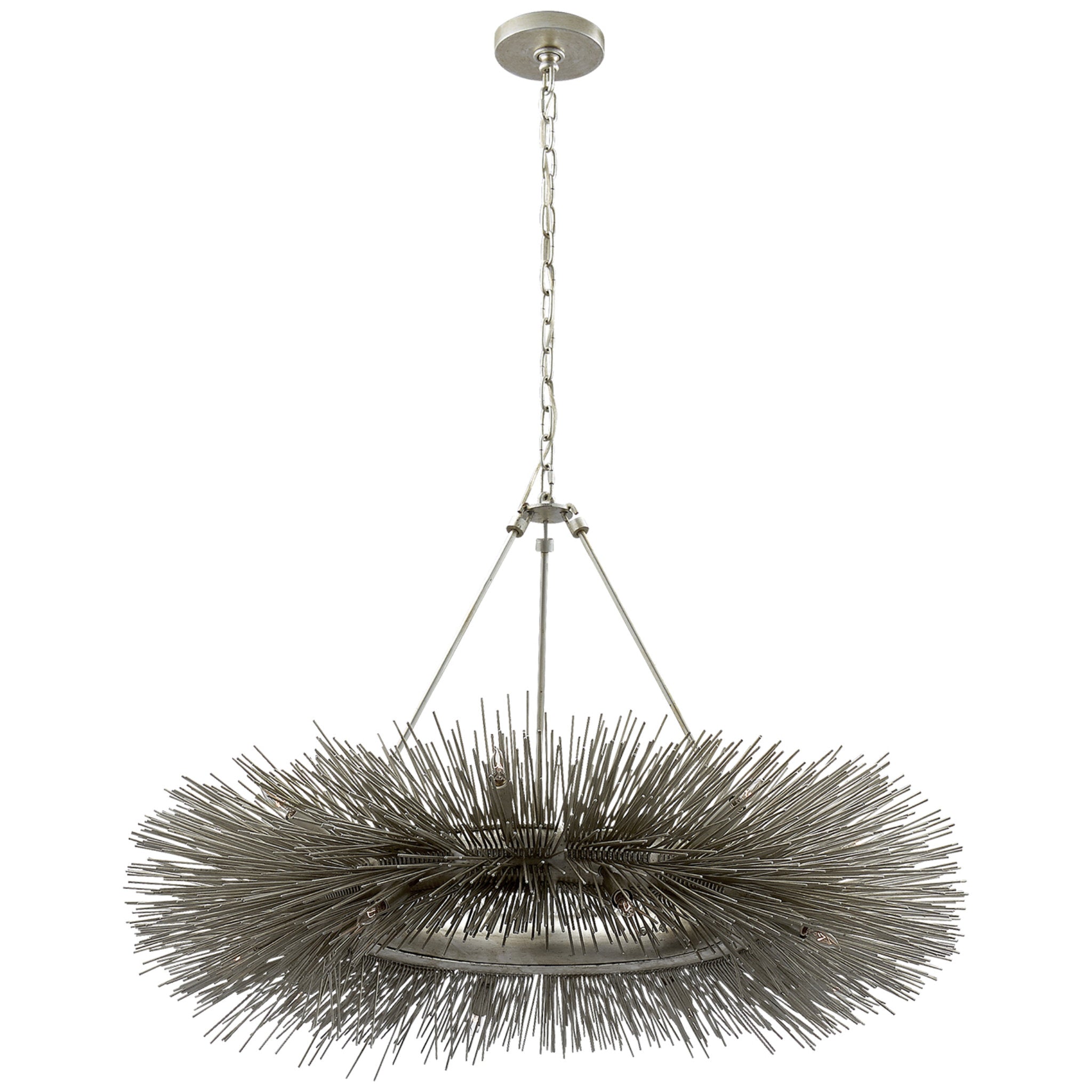 Kelly Wearstler Strada Ring Chandelier in Burnished Silver Leaf Ceiling Light W40" x H25.75"