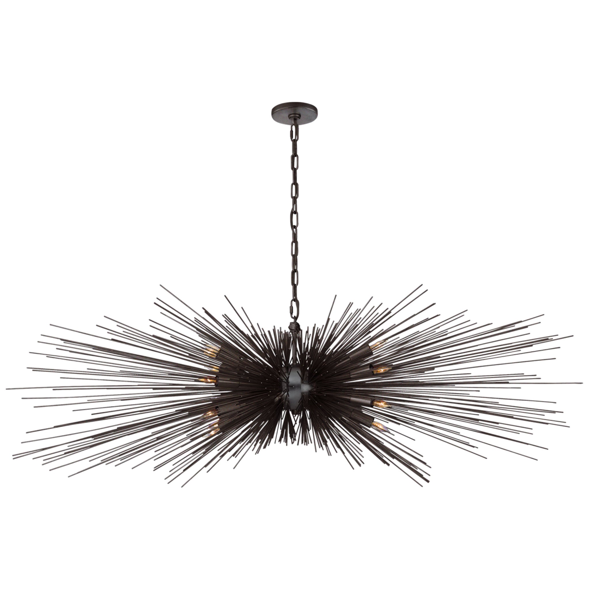 Kelly Wearstler Strada Large Linear Chandelier in Aged Iron Ceiling Light W60" x 22.75" x H22"
