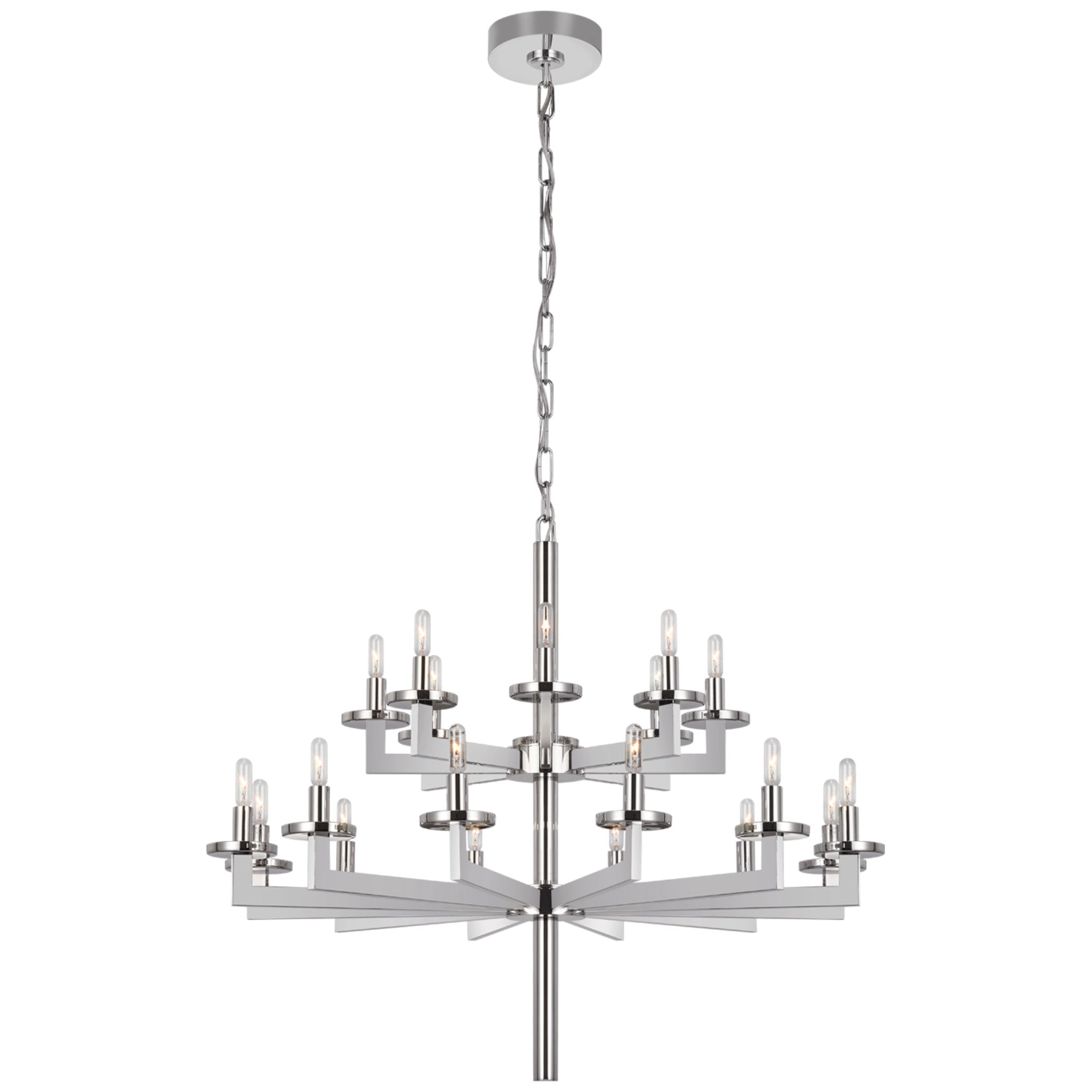 Kelly Wearstler Liaison Double Tier Chandelier in Polished Nickel Ceiling Light W34"
