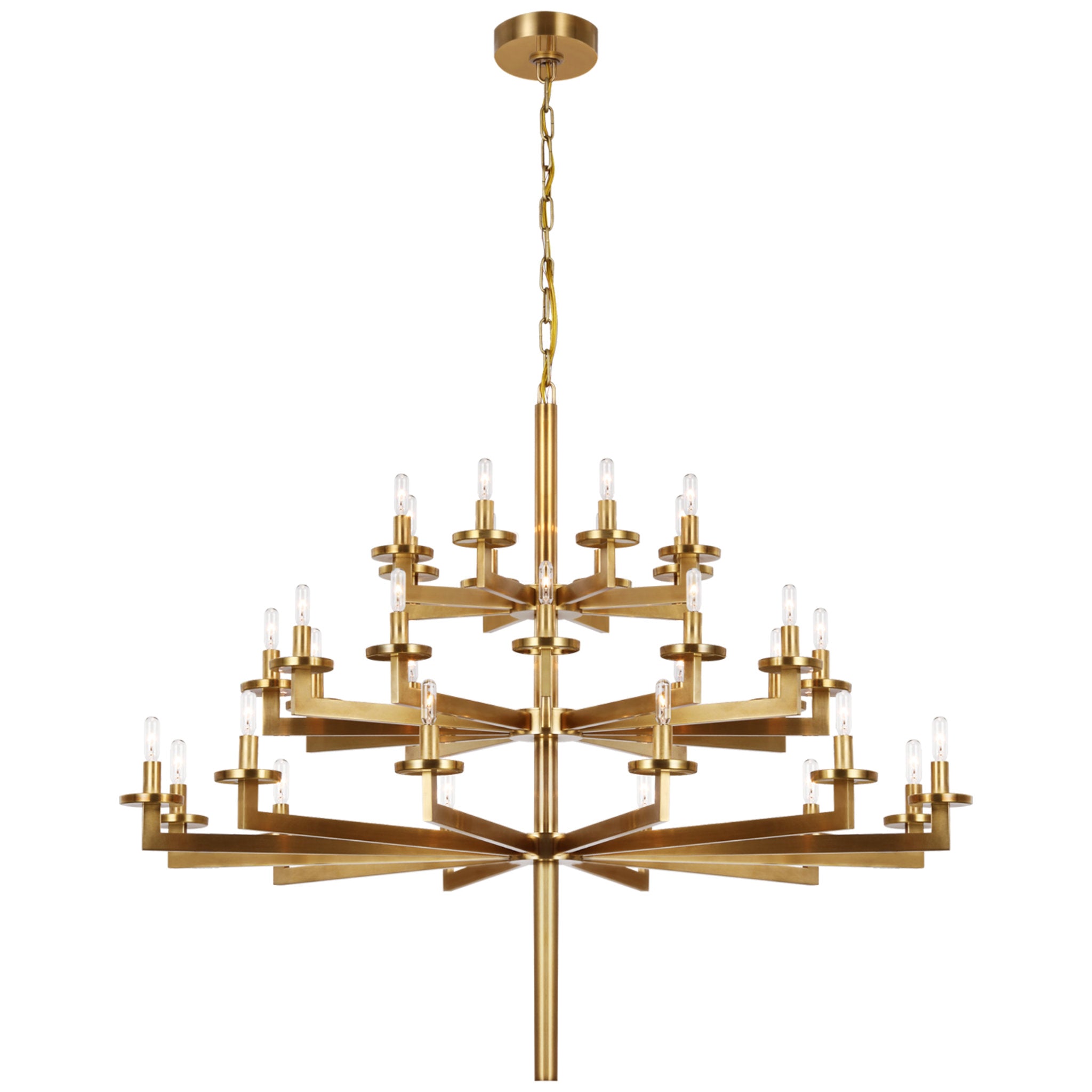 Kelly Wearstler Liaison Triple Tier Chandelier in Antique-Burnished Brass Ceiling Light W47.5"