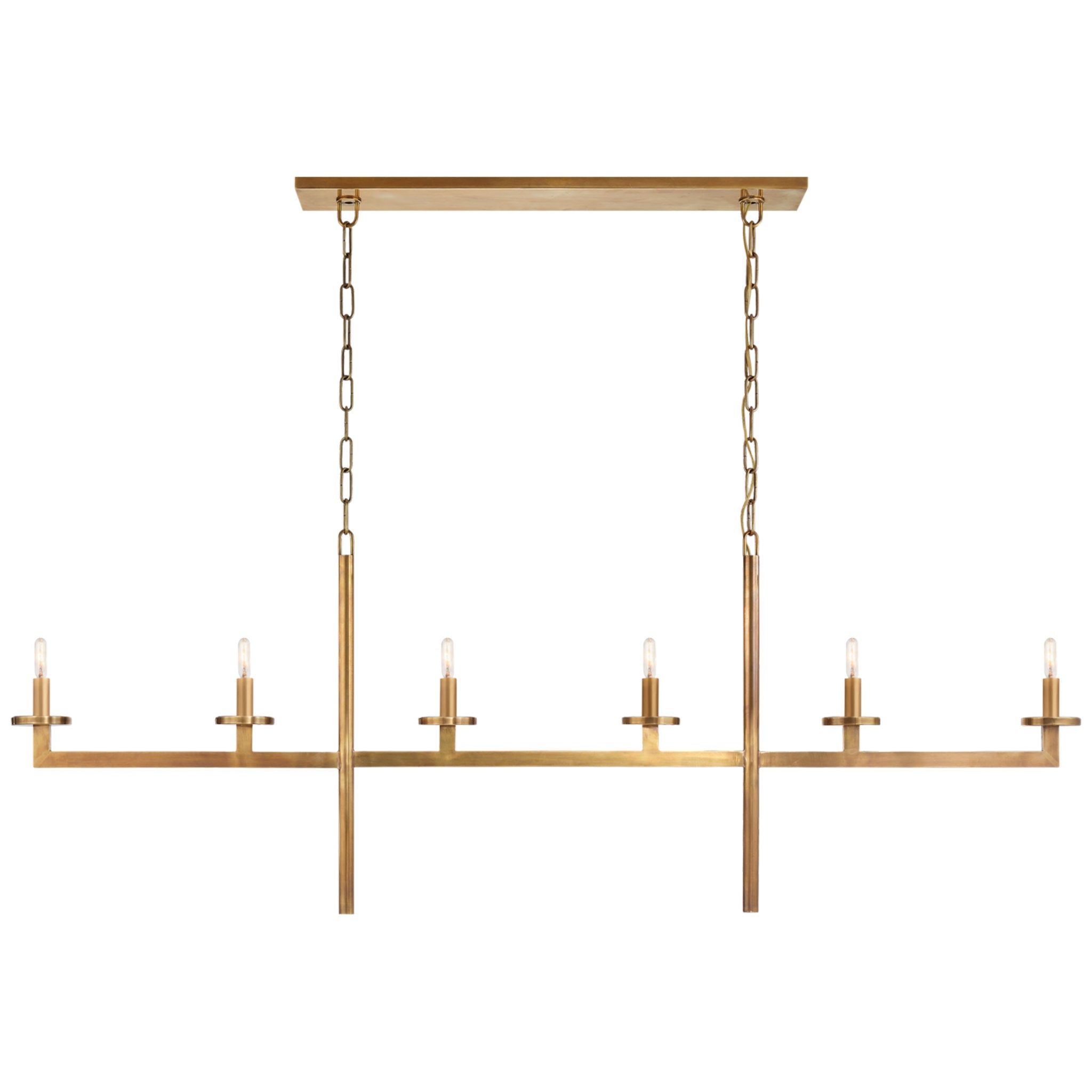 Kelly Wearstler Liaison Large Linear Chandelier in Antique-Burnished Brass Ceiling Light W60" x H22.5"