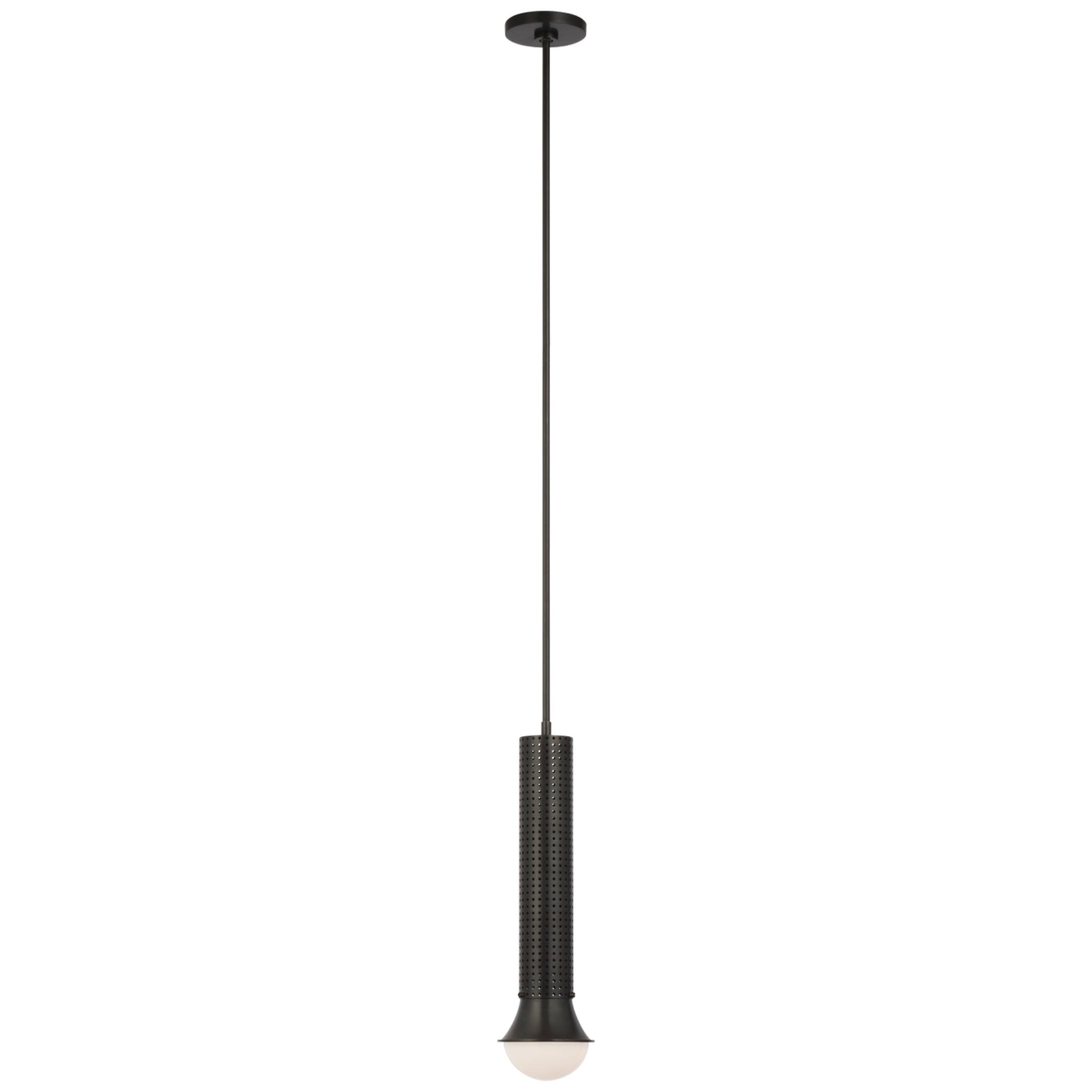 Kelly Wearstler Precision Petite Elongated Pendant in Bronze with White Glass Ceiling Light W4.5"