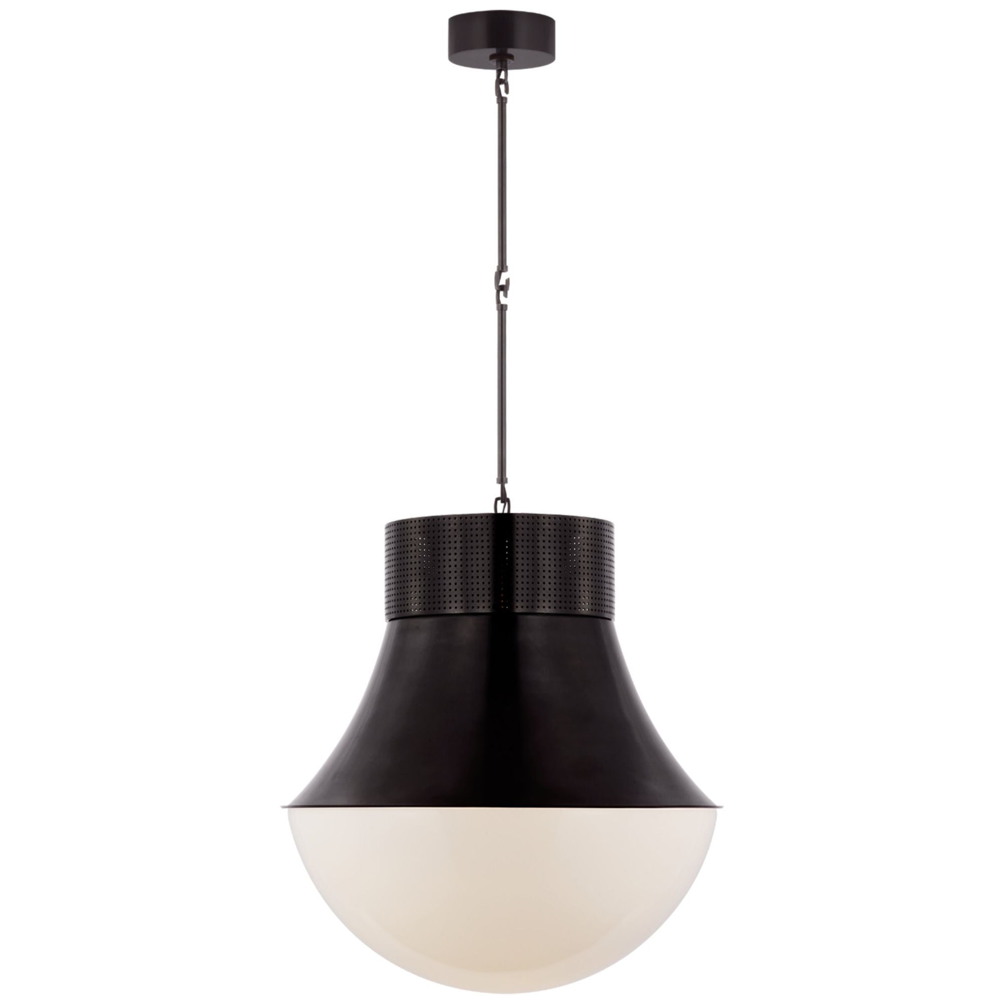 Kelly Wearstler Precision 24" Pendant in Bronze with White Glass Ceiling Light W24"