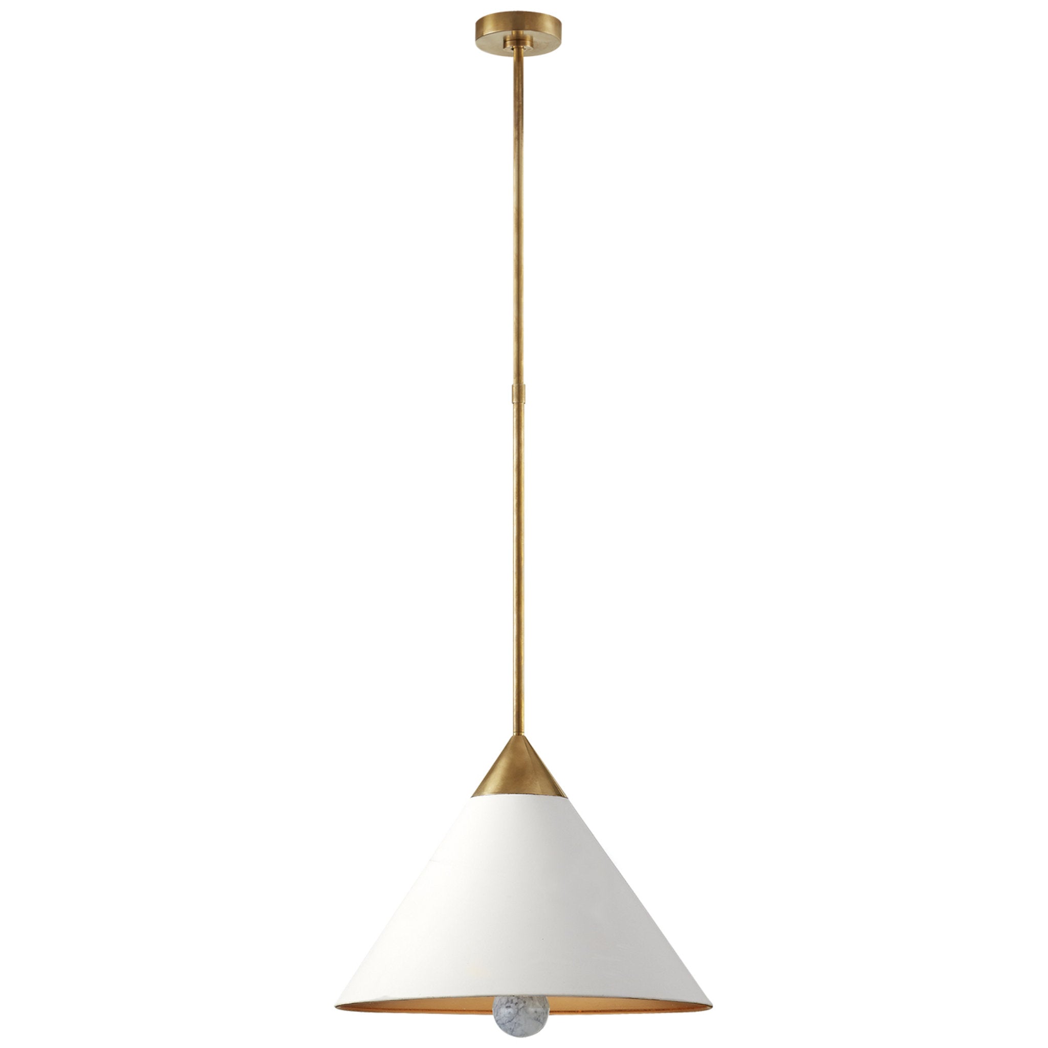 Kelly Wearstler Cleo Pendant in Antique-Burnished Brass and Antique White with Frosted Acrylic Ceiling Light W19.75"