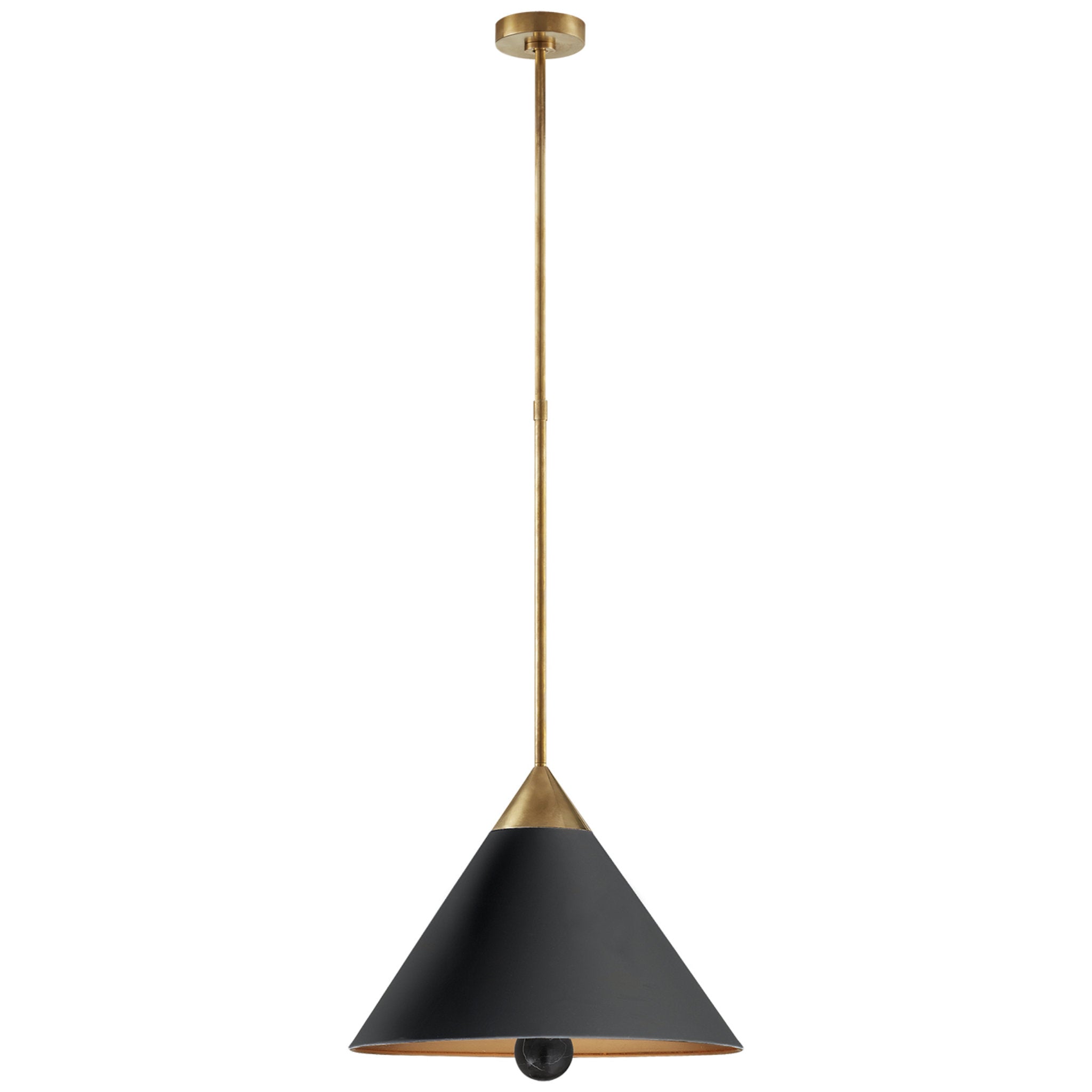 Kelly Wearstler Cleo Pendant in Antique-Burnished Brass and Black with Frosted Acrylic Ceiling Light W19.75"