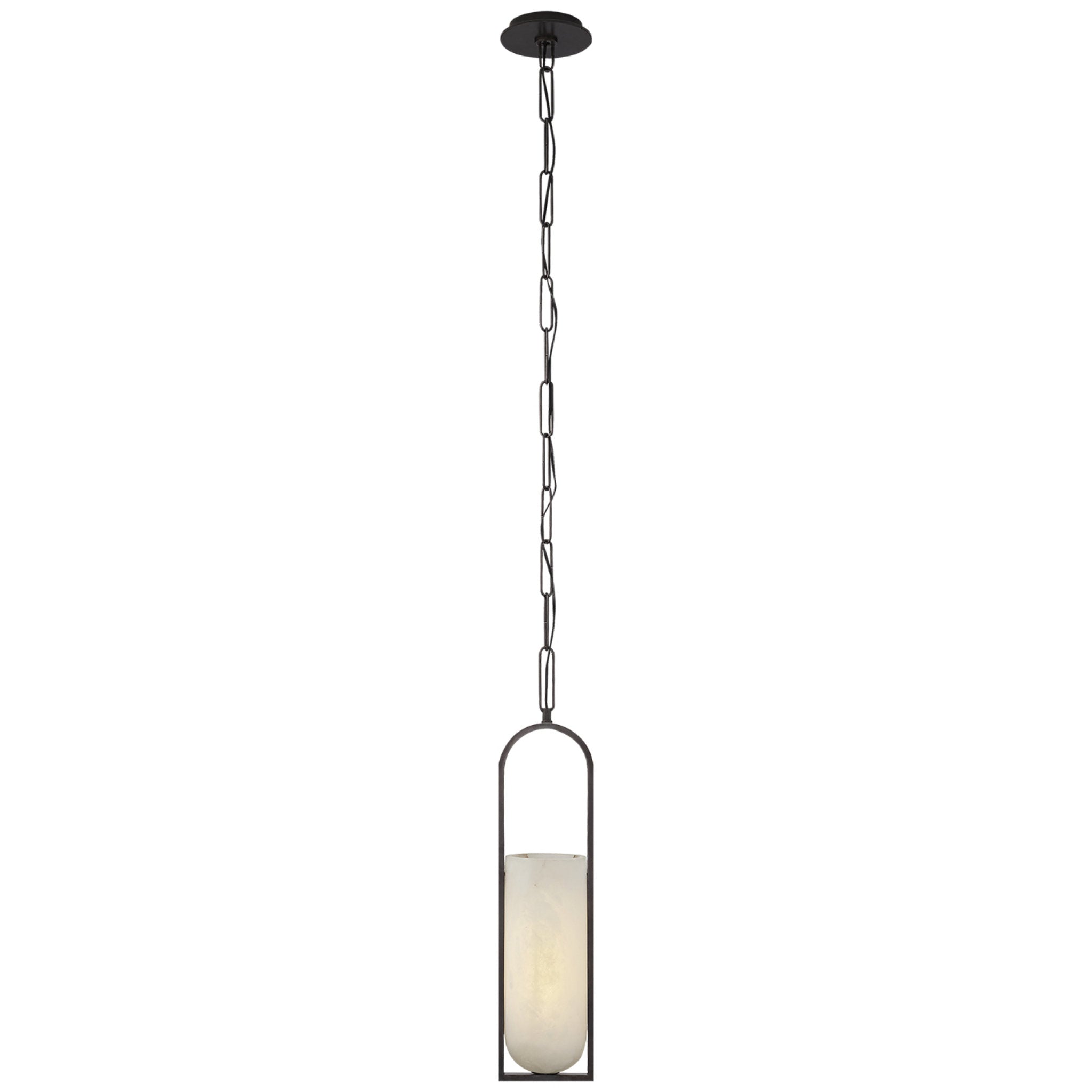 Kelly Wearstler Melange Small Elongated Pendant in Bronze with Alabaster Shade Ceiling Light W6.25" x H29"