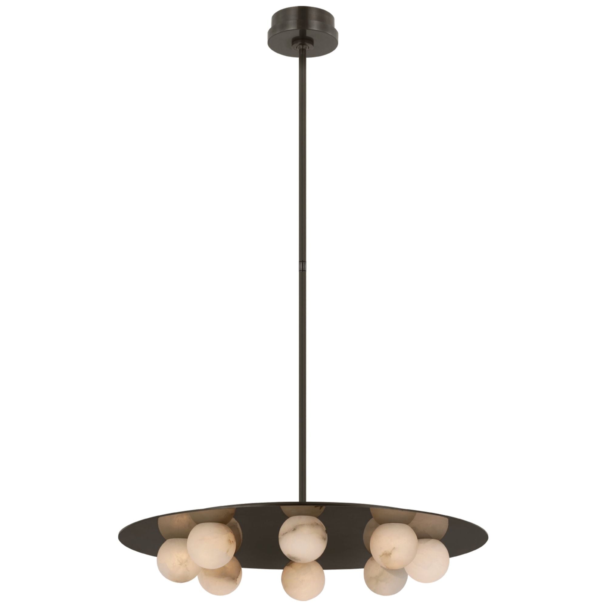 Kelly Wearstler Pertica 24" Eight Light Chandelier in Mirrored Bronze with Alabaster Ceiling Light W24"