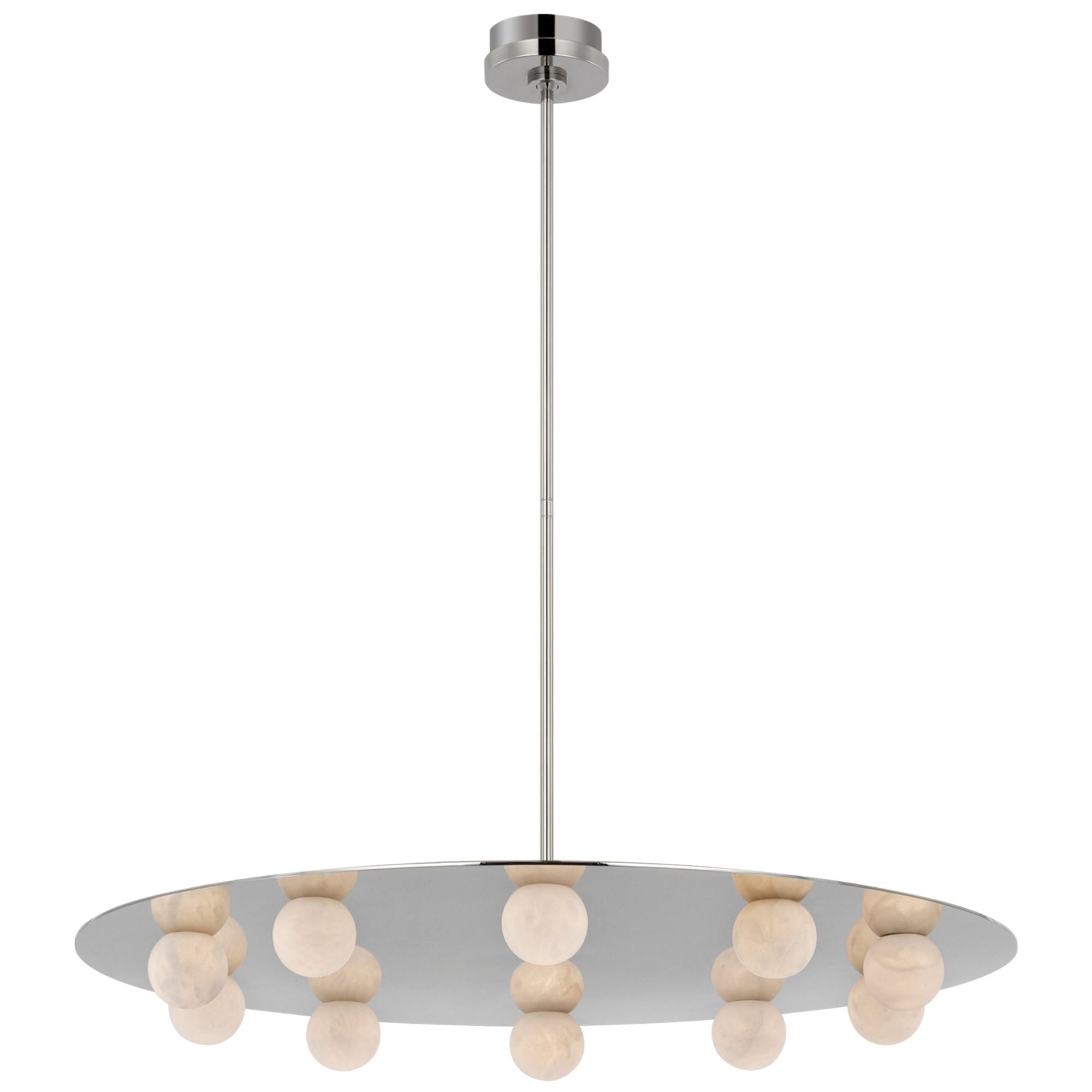 Kelly Wearstler Pertica 36" Ten Light Chandelier in Polished Nickel with Alabaster Ceiling Light W36"