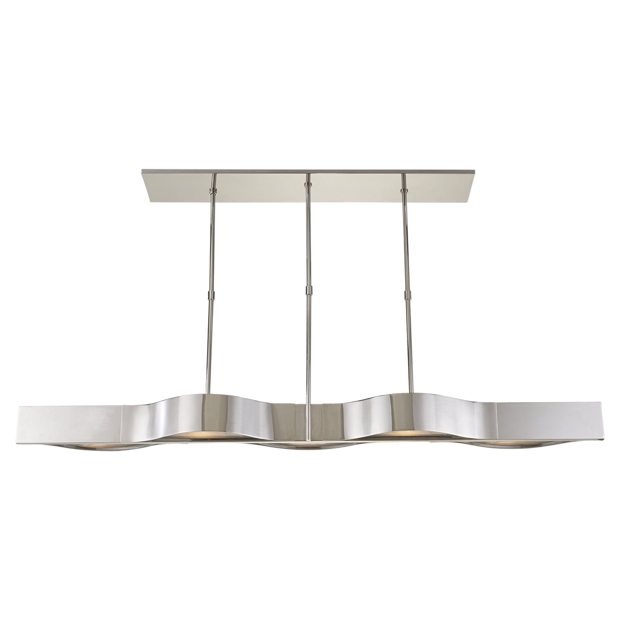 Kelly Wearstler Avant Large Linear Pendant in Polished Nickel with Frosted Glass Ceiling Light W60"