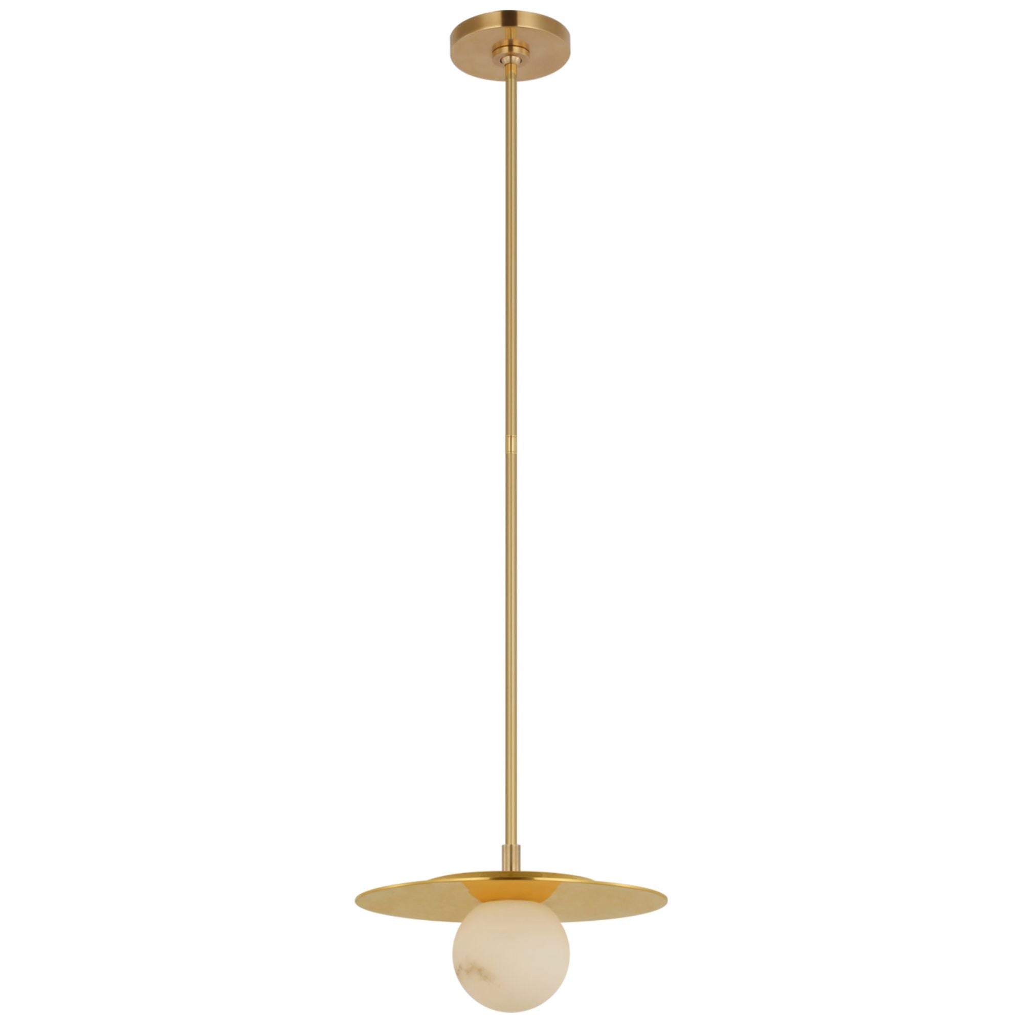 Kelly Wearstler Pertica 12" Disc Pendant in Mirrored Antique Brass with Alabaster Ceiling Light W12"