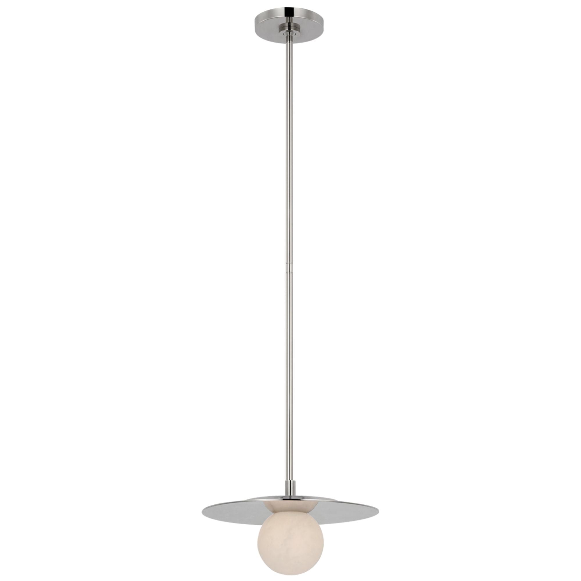 Kelly Wearstler Pertica 12" Disc Pendant in Polished Nickel with Alabaster Ceiling Light W12"