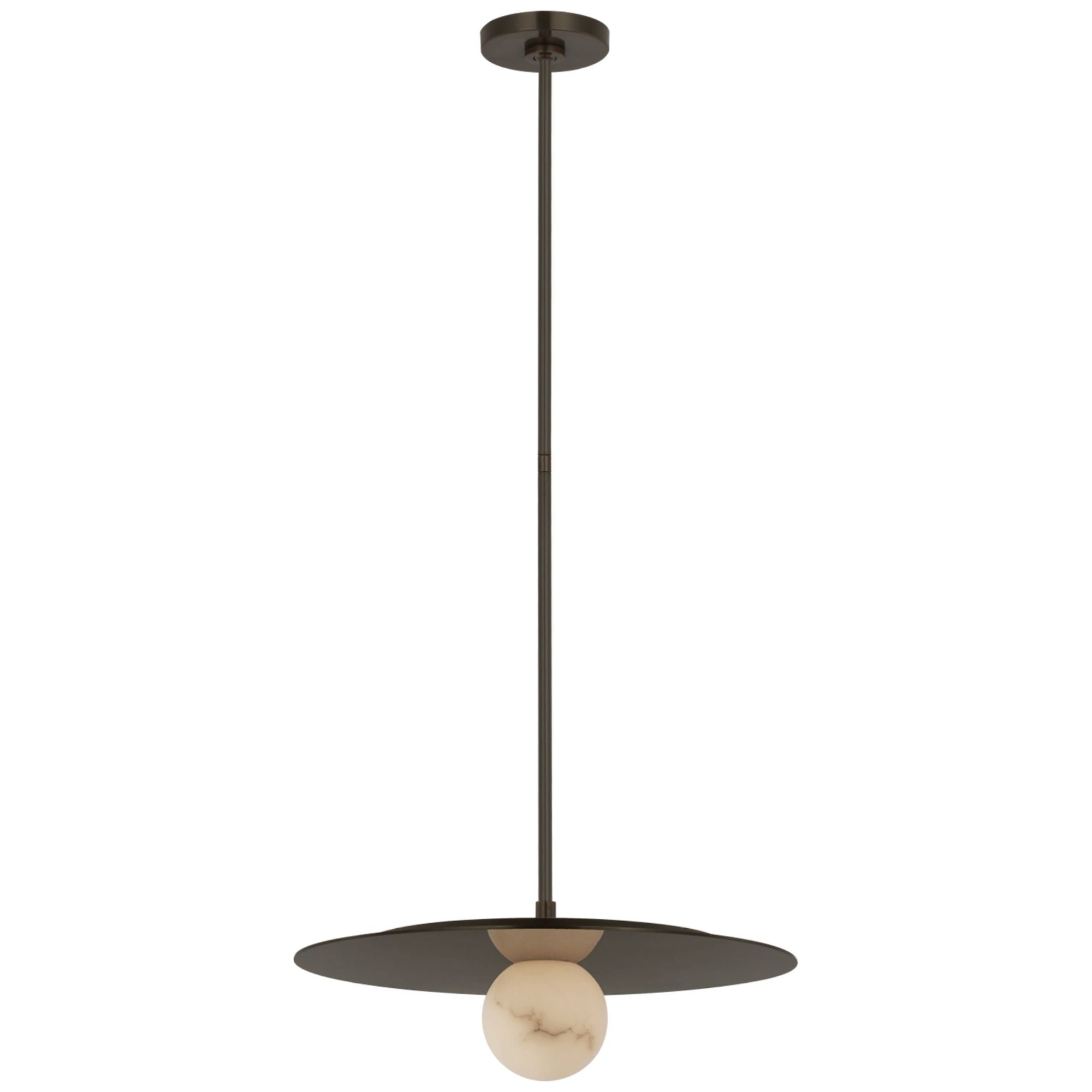 Kelly Wearstler Pertica 18" Disc Pendant in Mirrored Bronze with Alabaster Ceiling Light W18"
