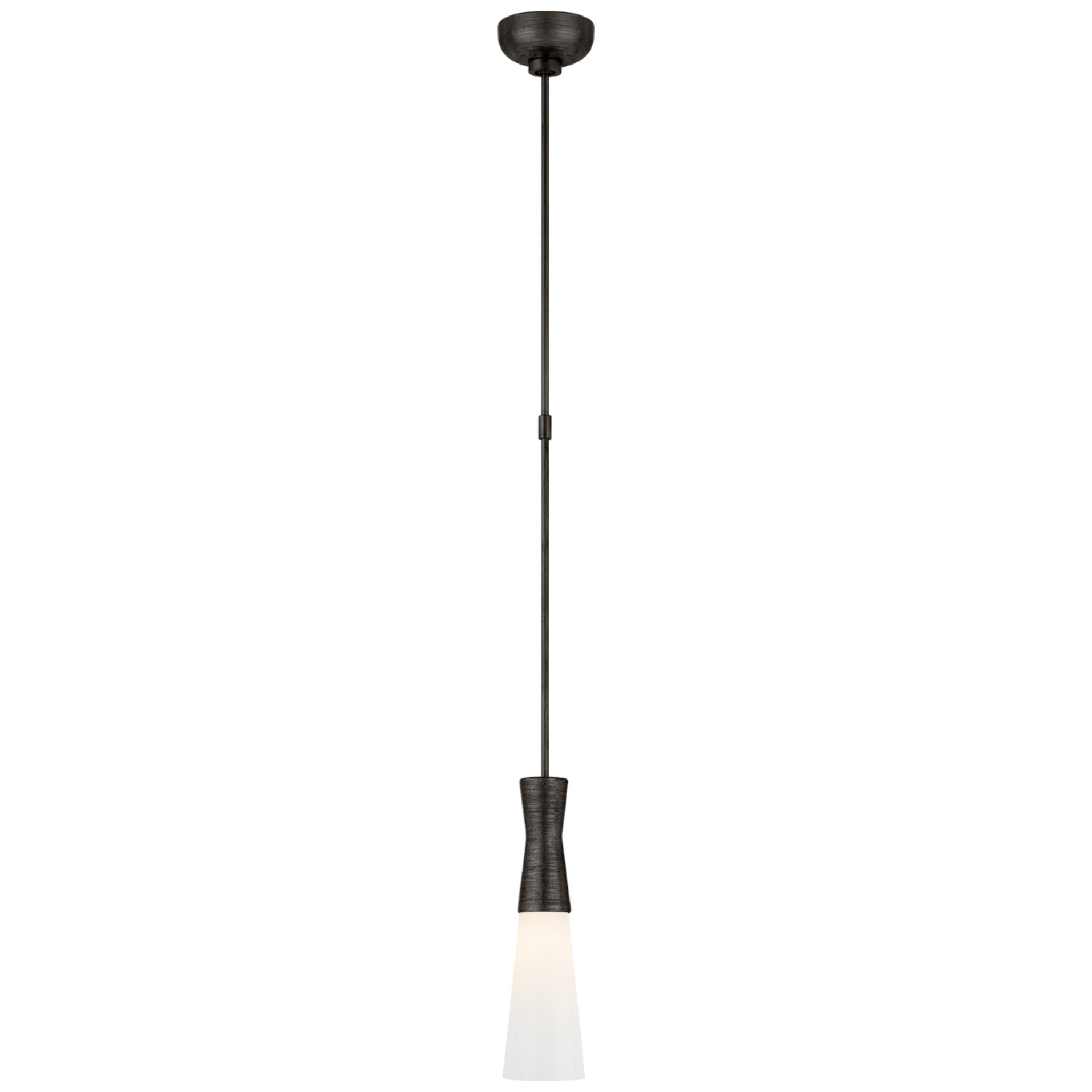 Kelly Wearstler Utopia 4" Pendant in Aged Iron with White Glass Ceiling Light W4"