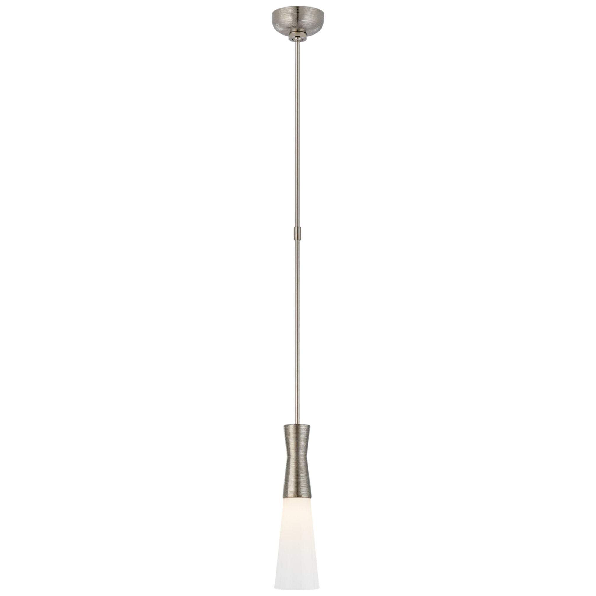 Kelly Wearstler Utopia 4" Pendant in Polished Nickel with White Glass Ceiling Light W4"