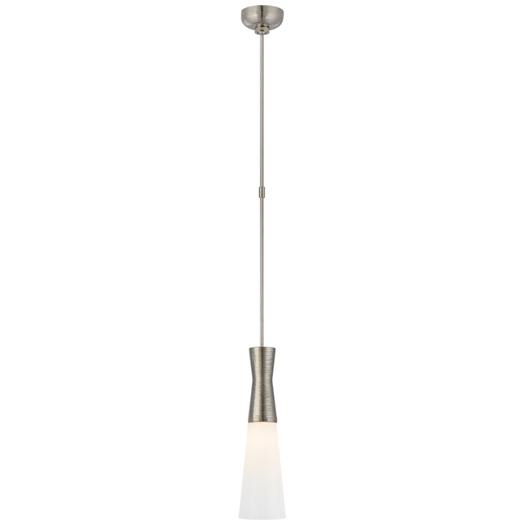 Kelly Wearstler Utopia Medium Pendant in Polished Nickel with White Glass Ceiling Light W5"