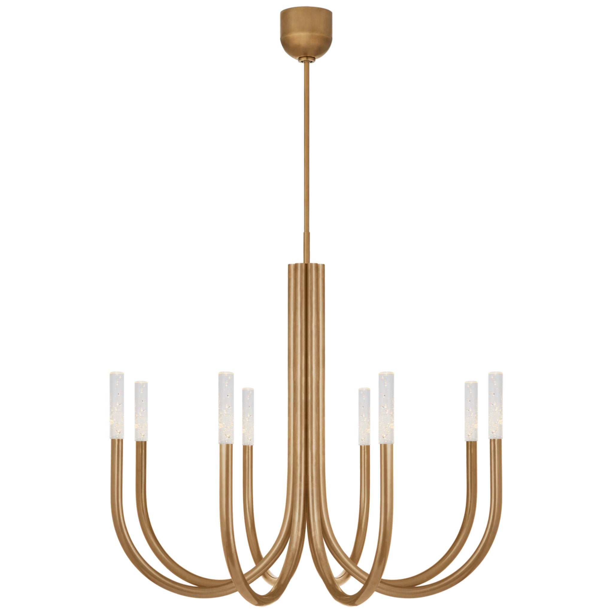 Kelly Wearstler Rousseau Medium Chandelier in Antique-Burnished Brass with Seeded Glass Ceiling Light W38"