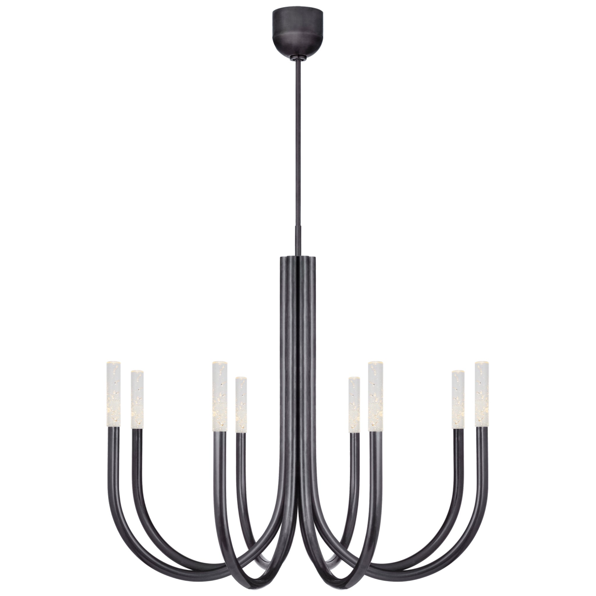 Kelly Wearstler Rousseau Medium Chandelier in Bronze with Seeded Glass Ceiling Light W38"