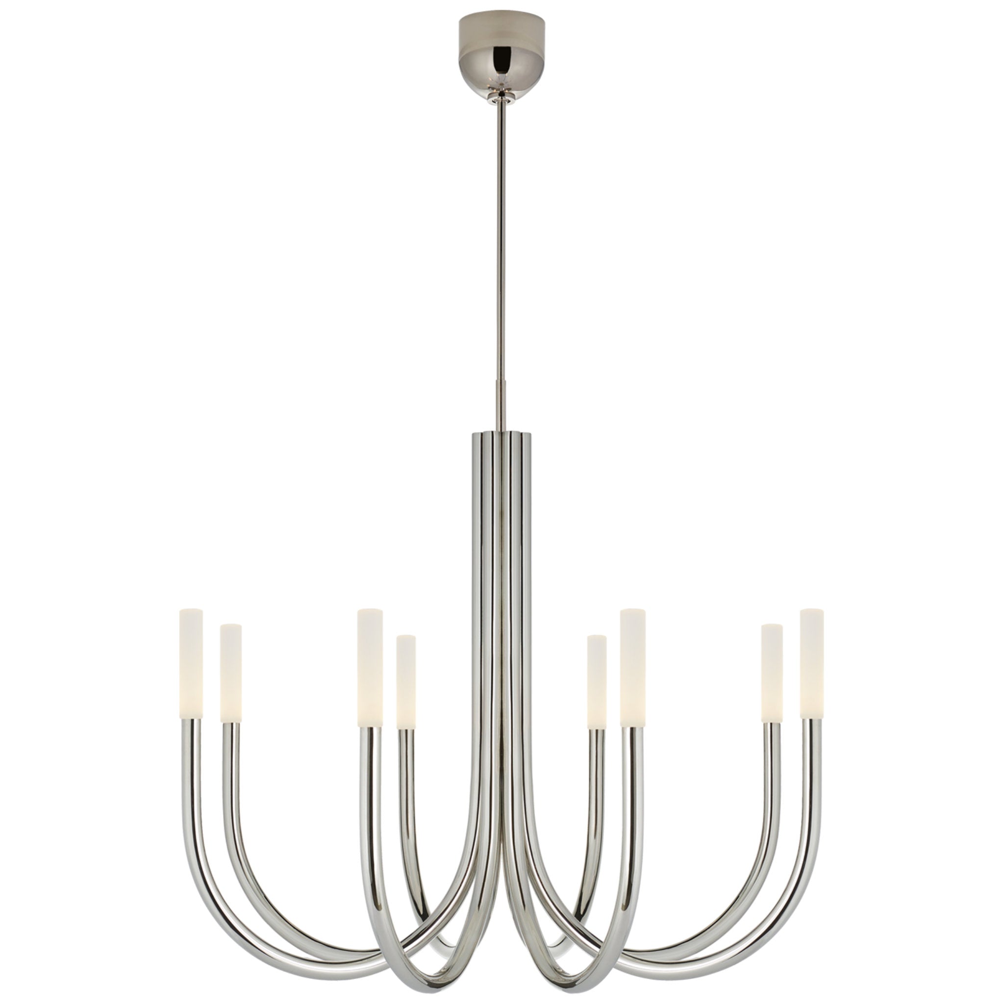 Kelly Wearstler Rousseau Medium Chandelier in Polished Nickel with Etched Crystal Ceiling Light W38"
