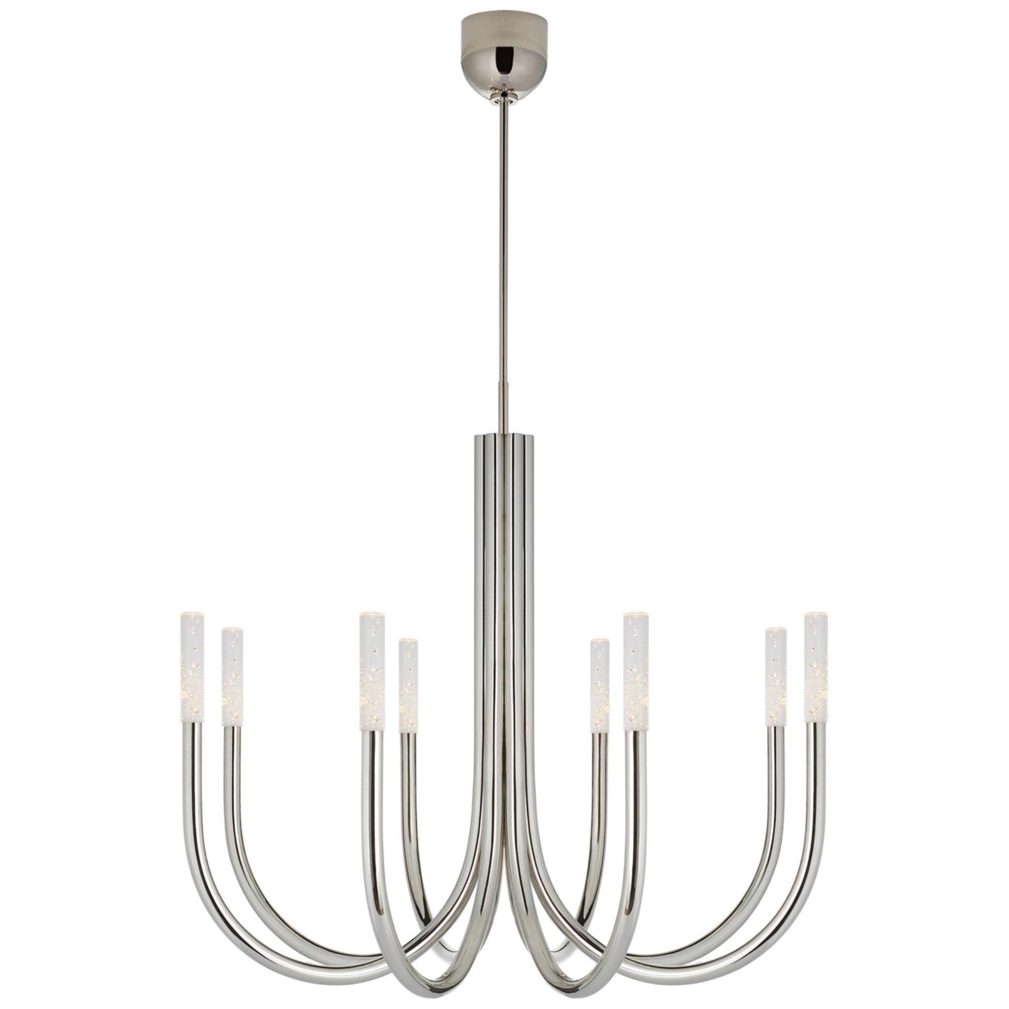 Kelly Wearstler Rousseau Medium Chandelier in Polished Nickel with Seeded Glass Ceiling Light W38"