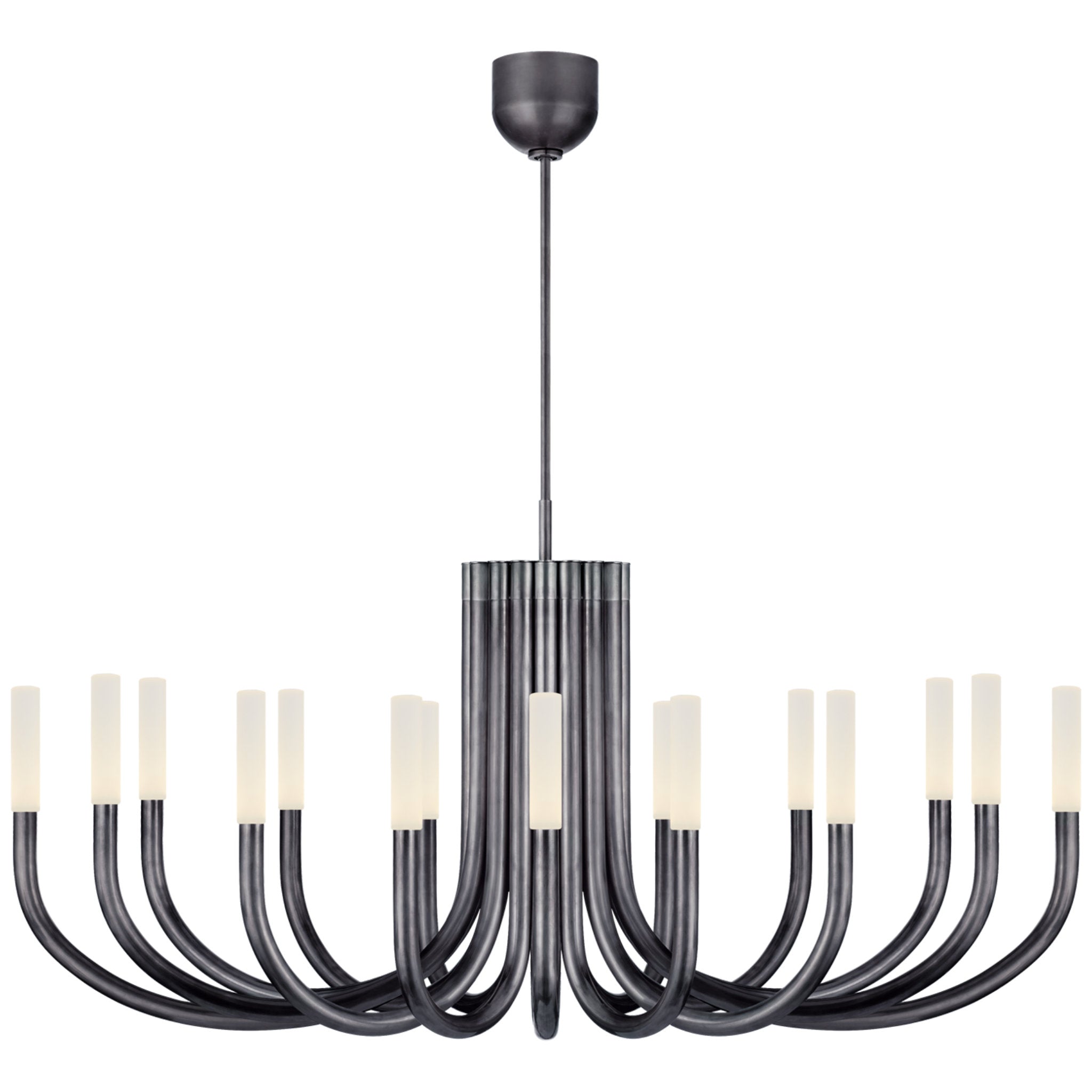 Kelly Wearstler Rousseau Large Oval Chandelier in Bronze with Etched Crystal Ceiling Light W50"