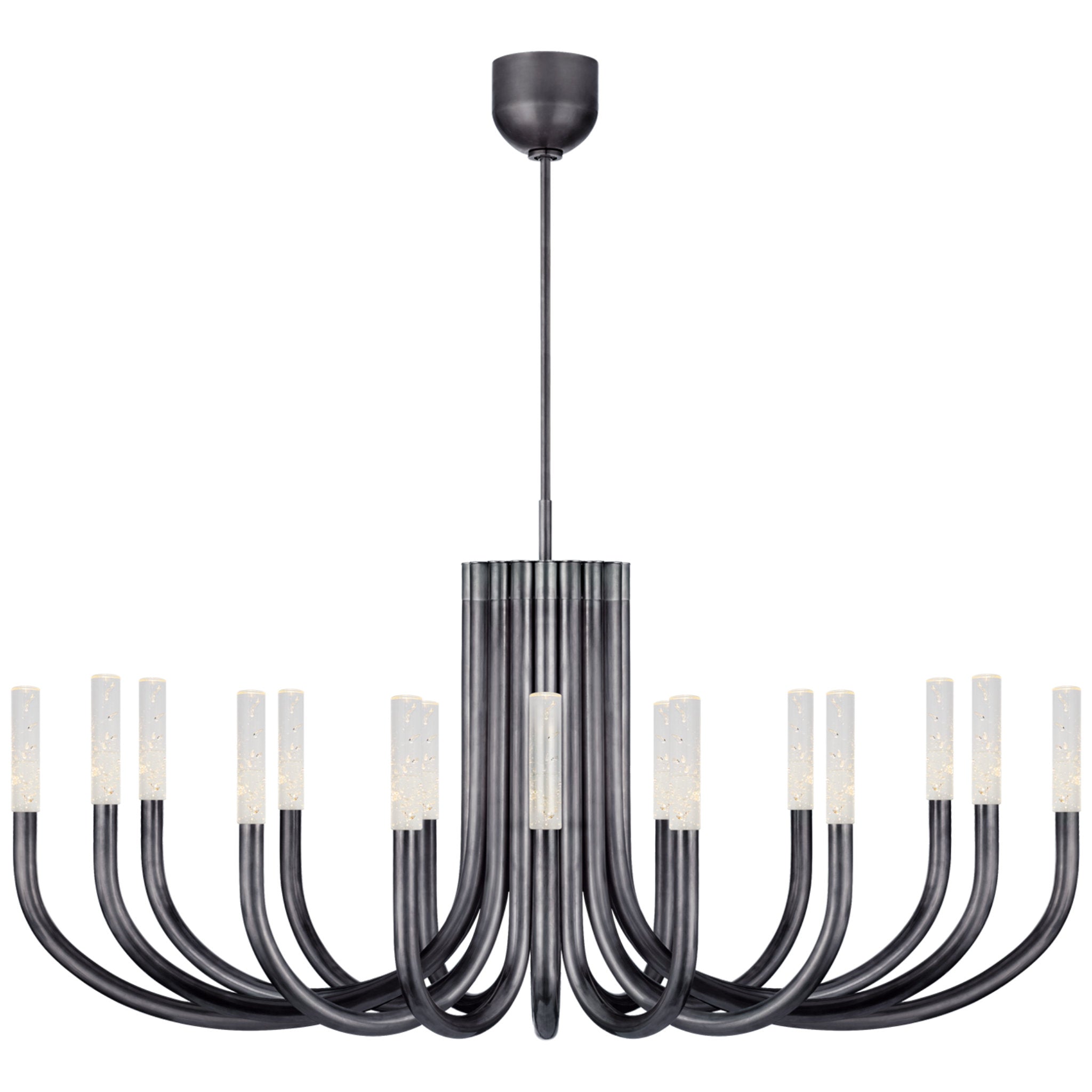Kelly Wearstler Rousseau Large Oval Chandelier in Bronze with Seeded Glass Ceiling Light W50"