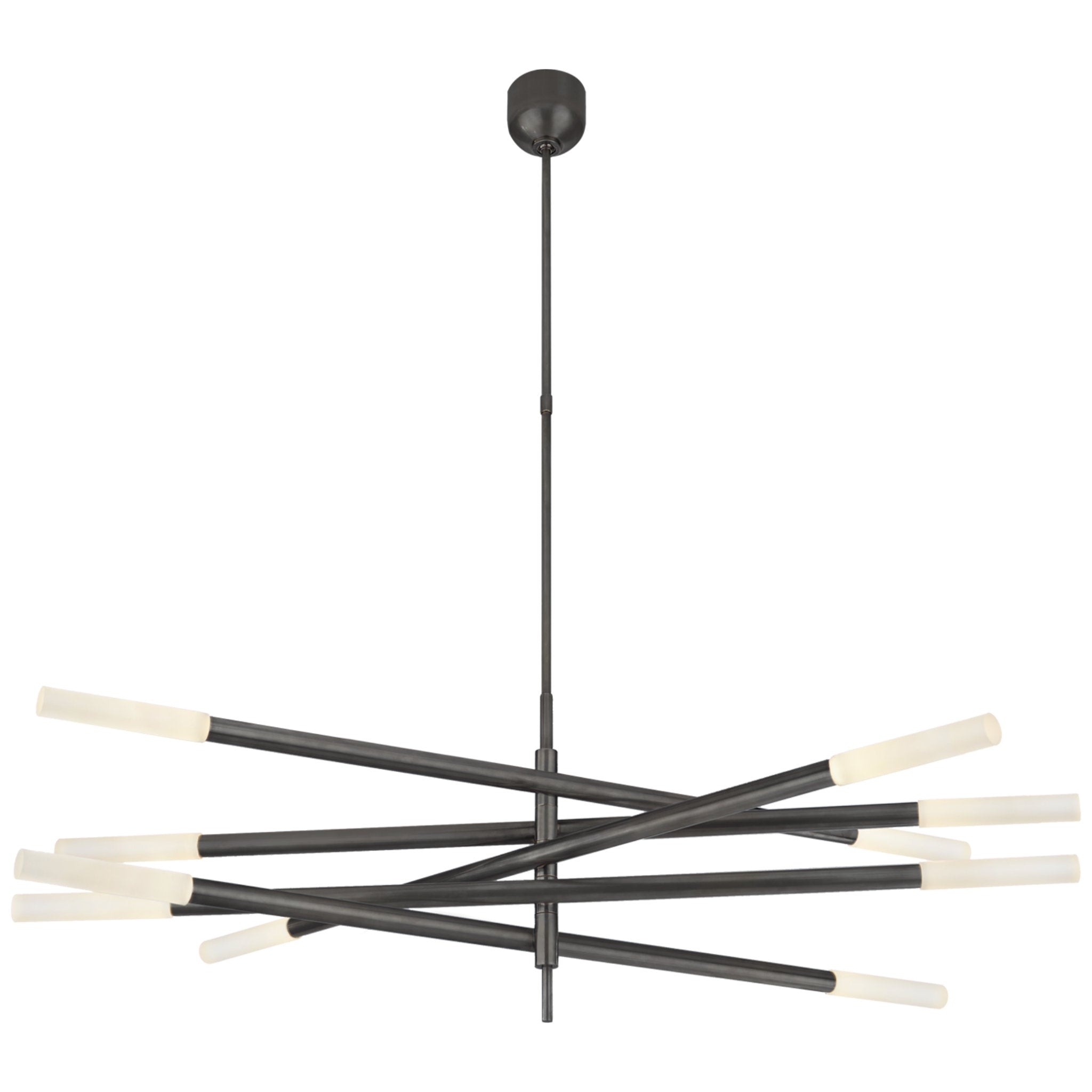 Kelly Wearstler Rousseau Grande Ten Light Articulating Chandelier in Bronze with Etched Crystal Ceiling Light W3" - 50"