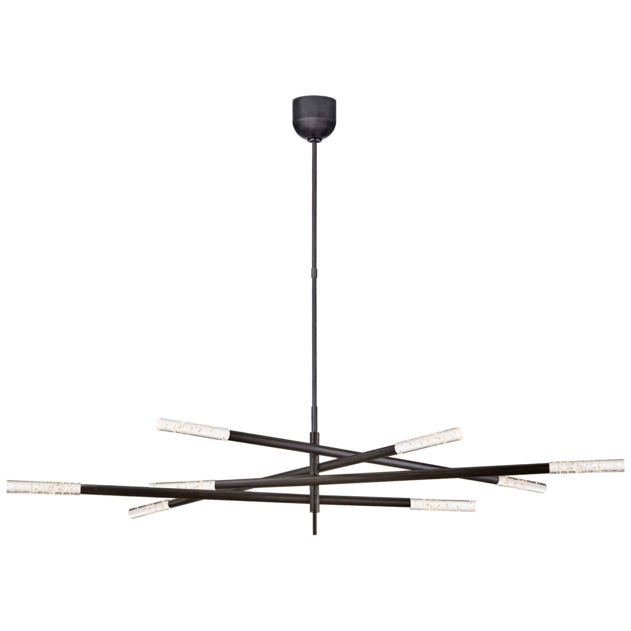 Kelly Wearstler Rousseau Grande Eight Light Articulating Chandelier in Bronze with Seeded Glass Ceiling Light W3" - 65"