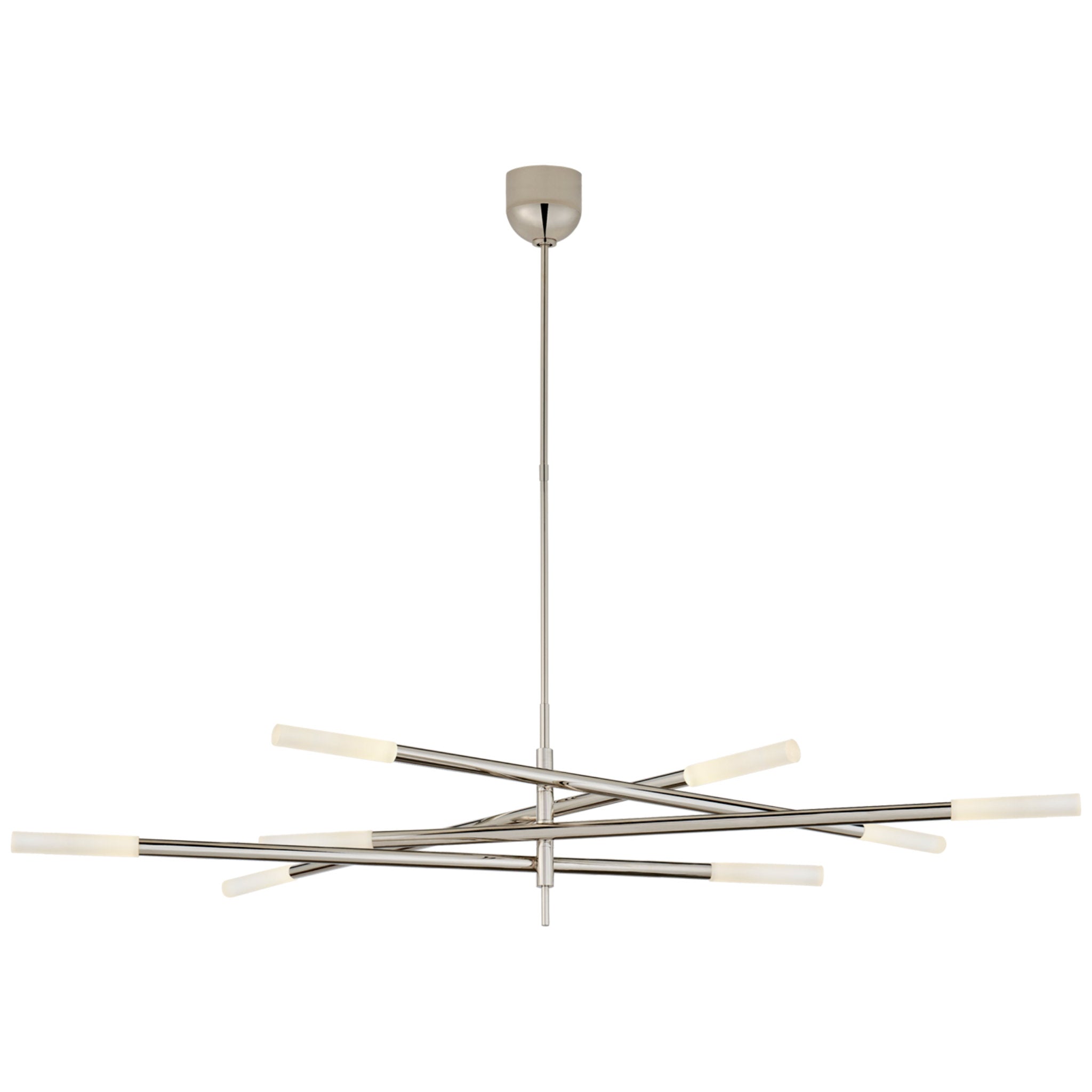 Kelly Wearstler Rousseau Grande Eight Light Articulating Chandelier in Polished Nickel with Etched Crystal Ceiling Light W3" - 65"