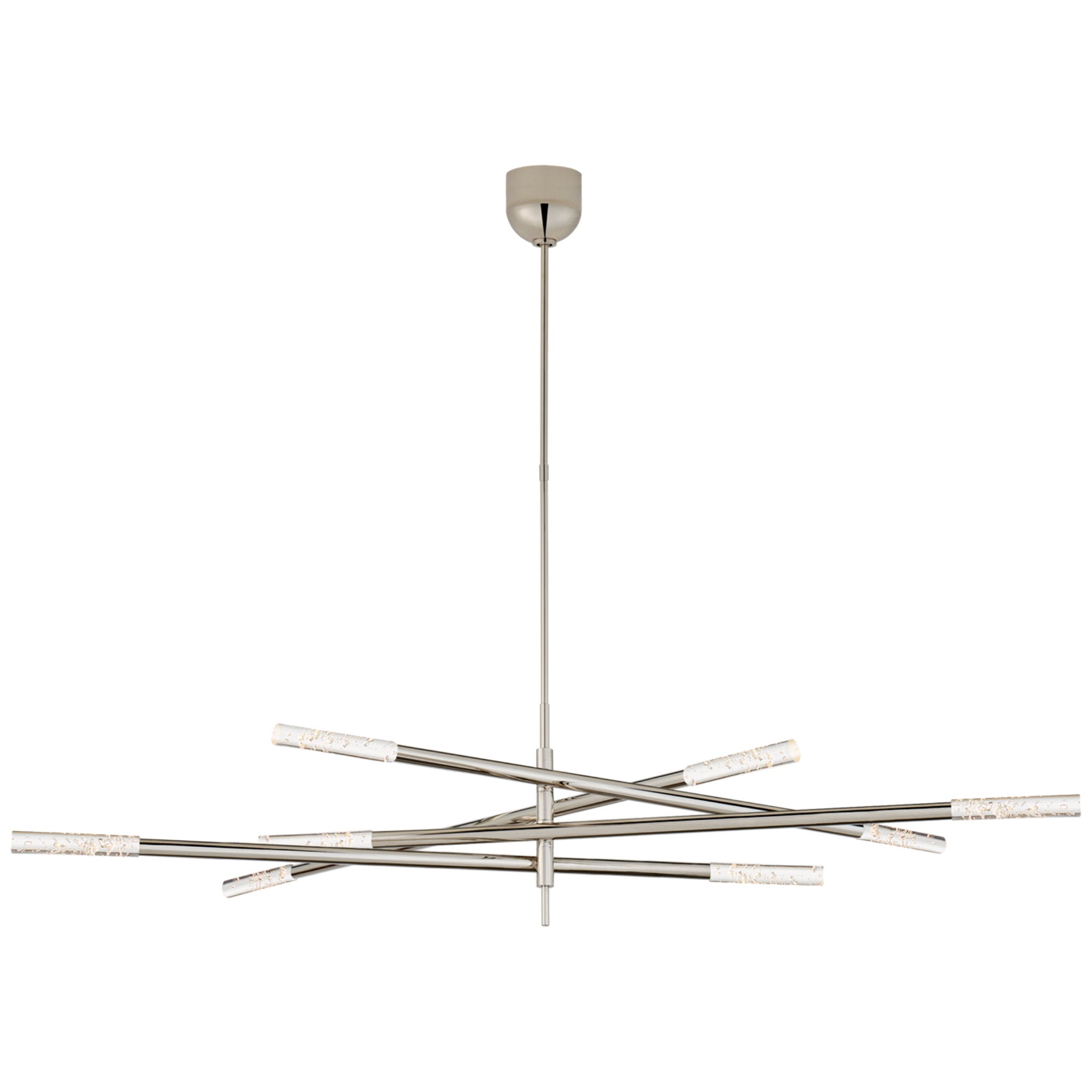 Kelly Wearstler Rousseau Grande Eight Light Articulating Chandelier in Polished Nickel with Seeded Glass Ceiling Light W3" - 65"