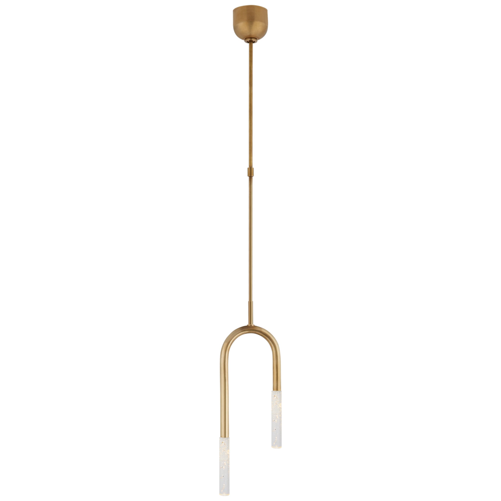 Kelly Wearstler Rousseau Small Asymmetric Pendant in Antique-Burnished Brass with Seeded Glass Ceiling Light W8.25"