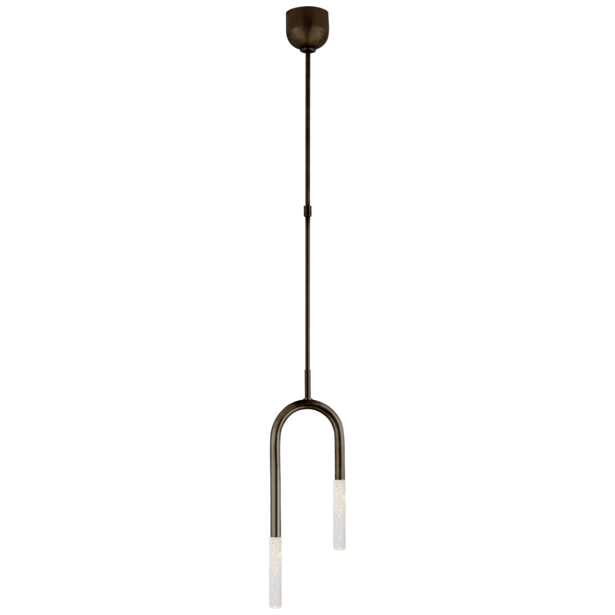 Kelly Wearstler Rousseau Small Asymmetric Pendant in Bronze with Seeded Glass Ceiling Light W8.25"
